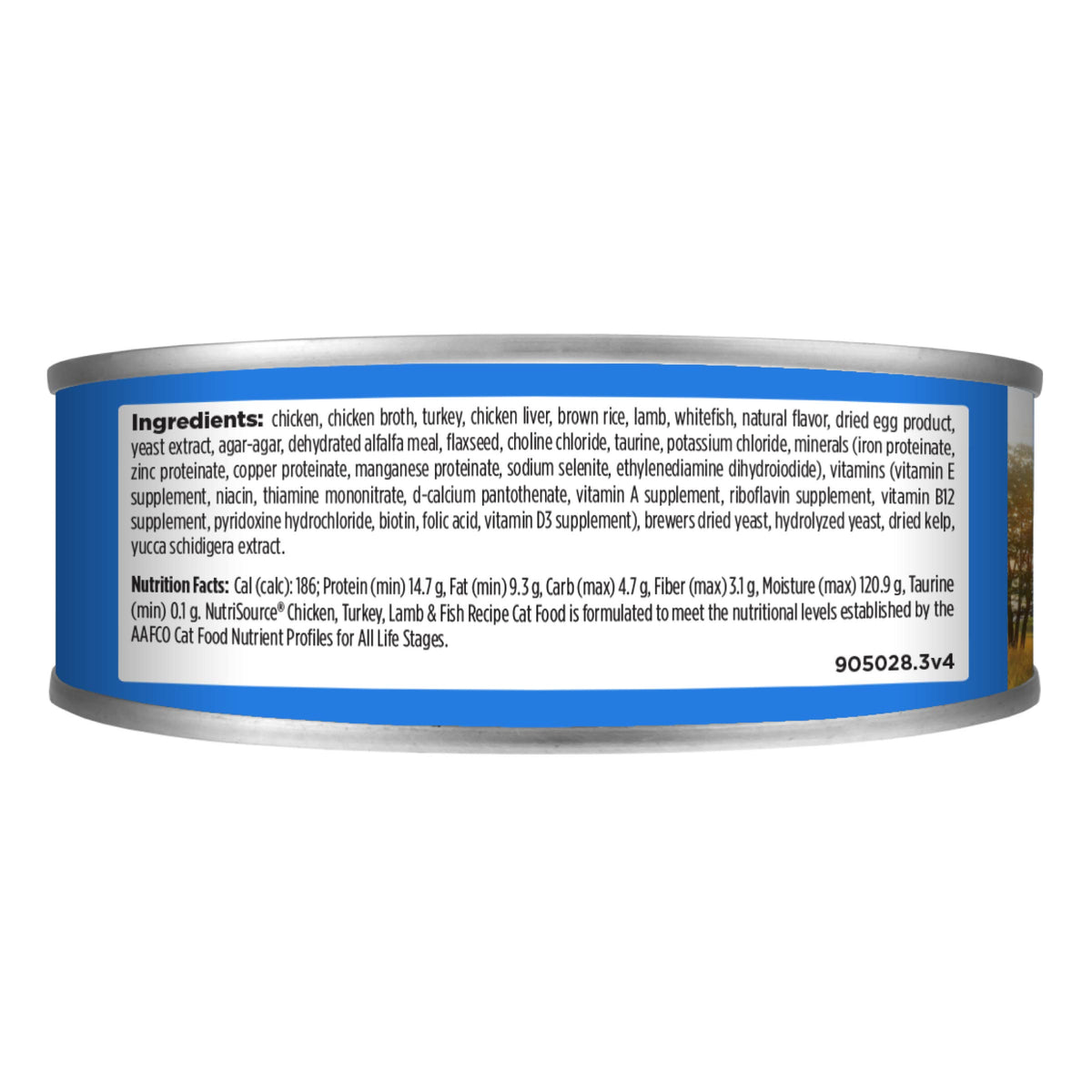 Chicken, Turkey, Lamb & Fish - back of can