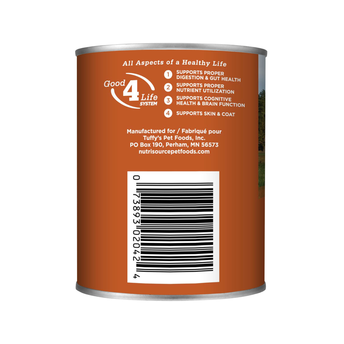 Hunter's Bounty
DUCK, TURKEY & RABBIT RECIPE
WITH CARROTS, PUMPKIN & WILD RICE - Back of can