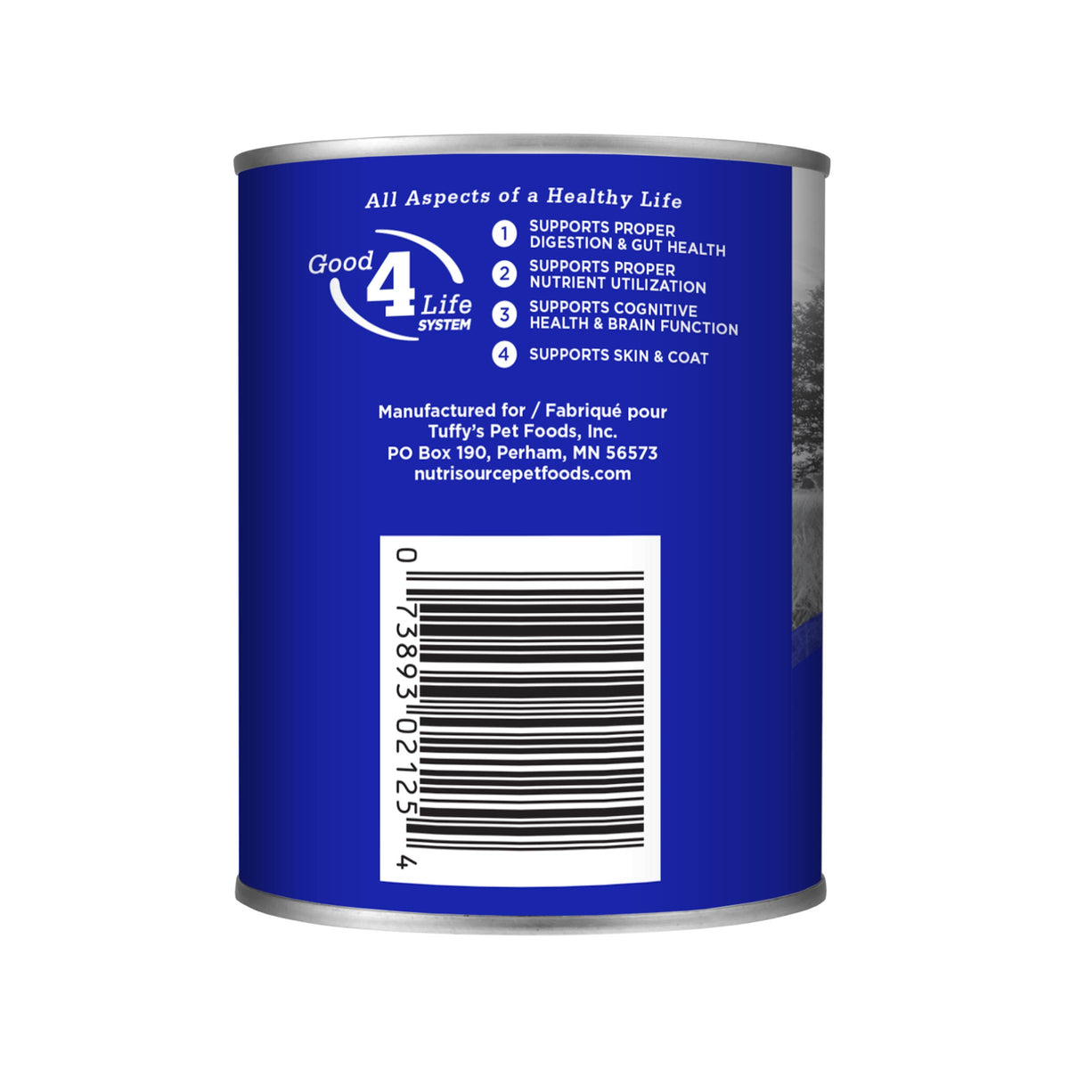 Heartland Select Recipe WITH CHICKEN & BISON GRAIN FREE back of can