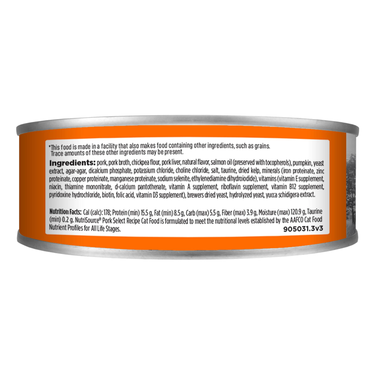 Pork Select Recipe with Pork & Pork Liver 
GRAIN FREE back of can