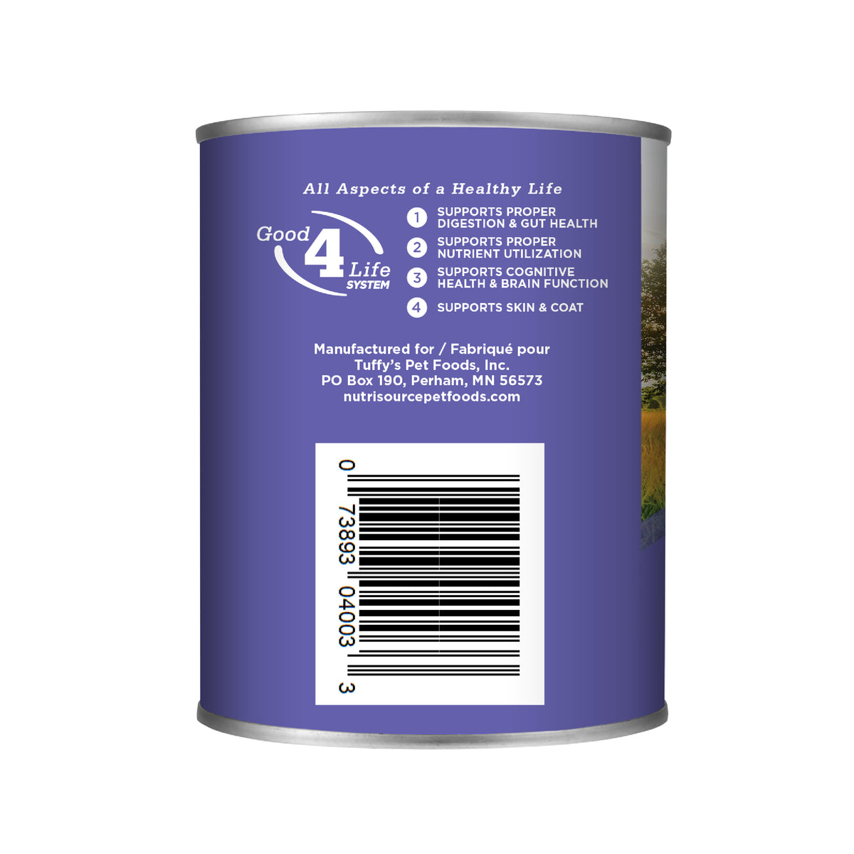 Small & Medium Breed Puppy Chicken & Rice Recipe WITH WHOLESOME GRAINS back of can