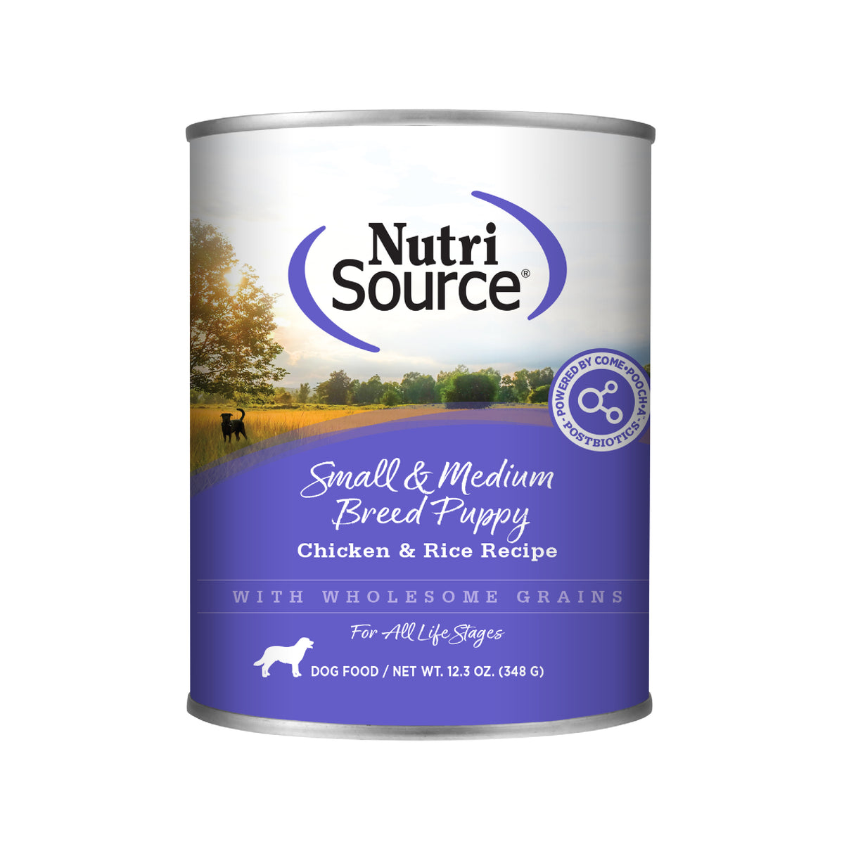 Small & Medium Breed Puppy Chicken & Rice Recipe WITH WHOLESOME GRAINS front of can