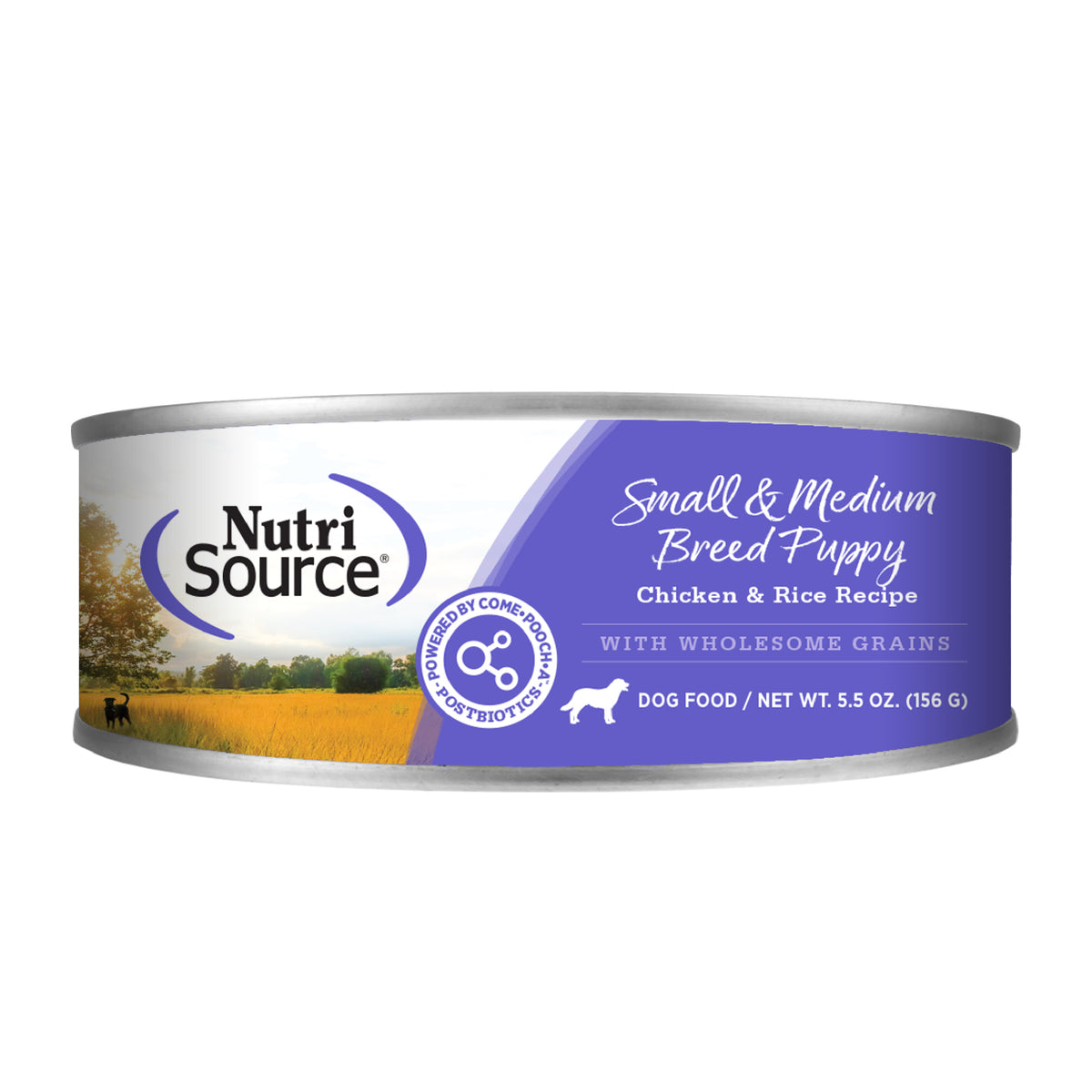 Small & Medium Breed Puppy Chicken & Rice Recipe  WITH WHOLESOME GRAINS front of can