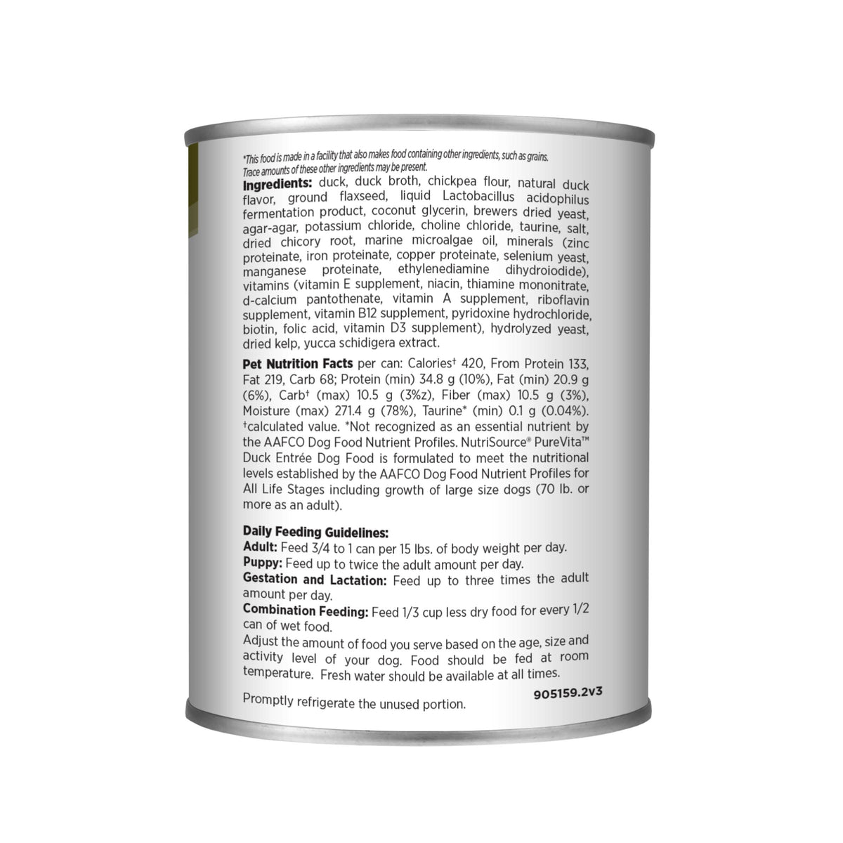 Duck Entree Back of Can