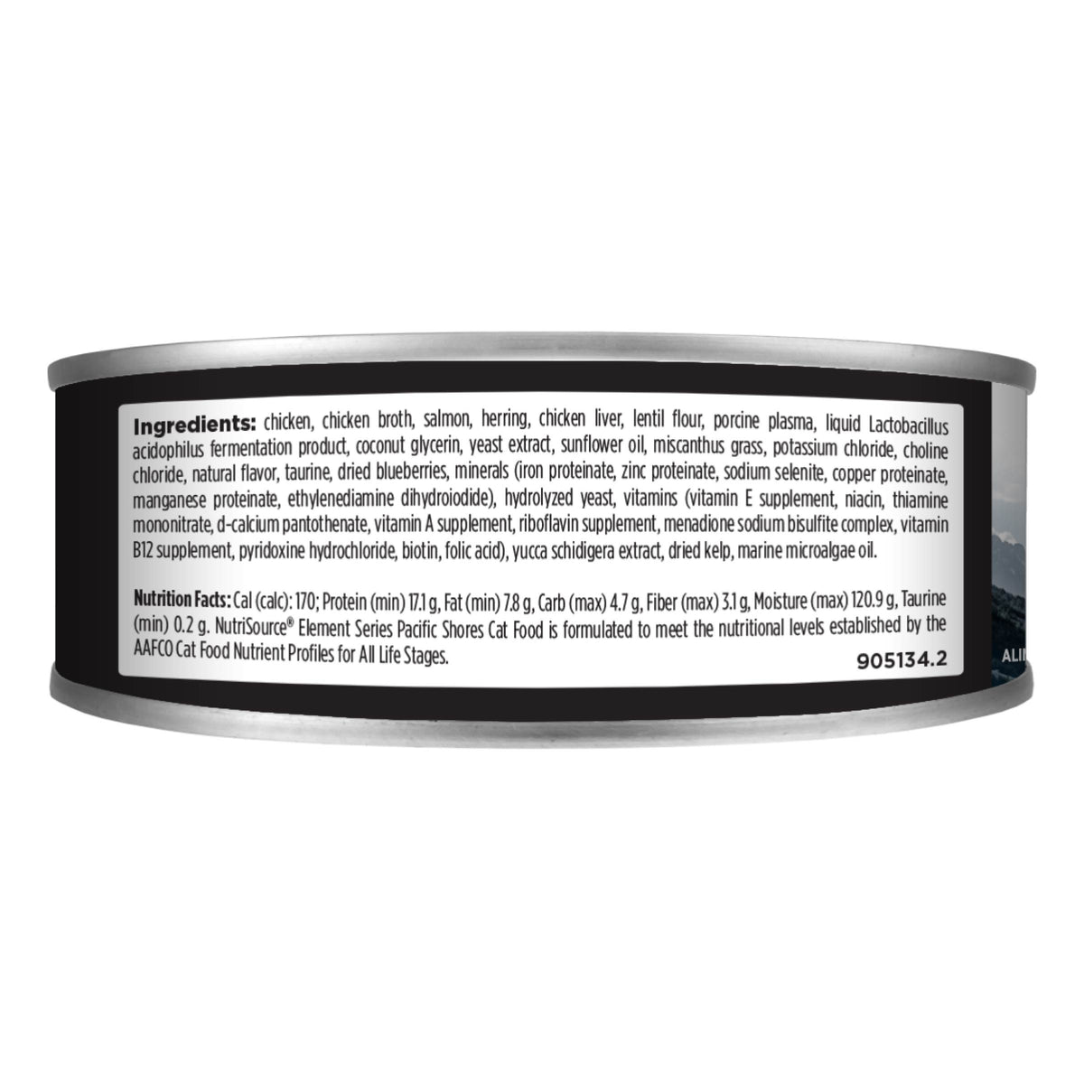 Pacific Shores with Chicken, Salmon & Herring back of can