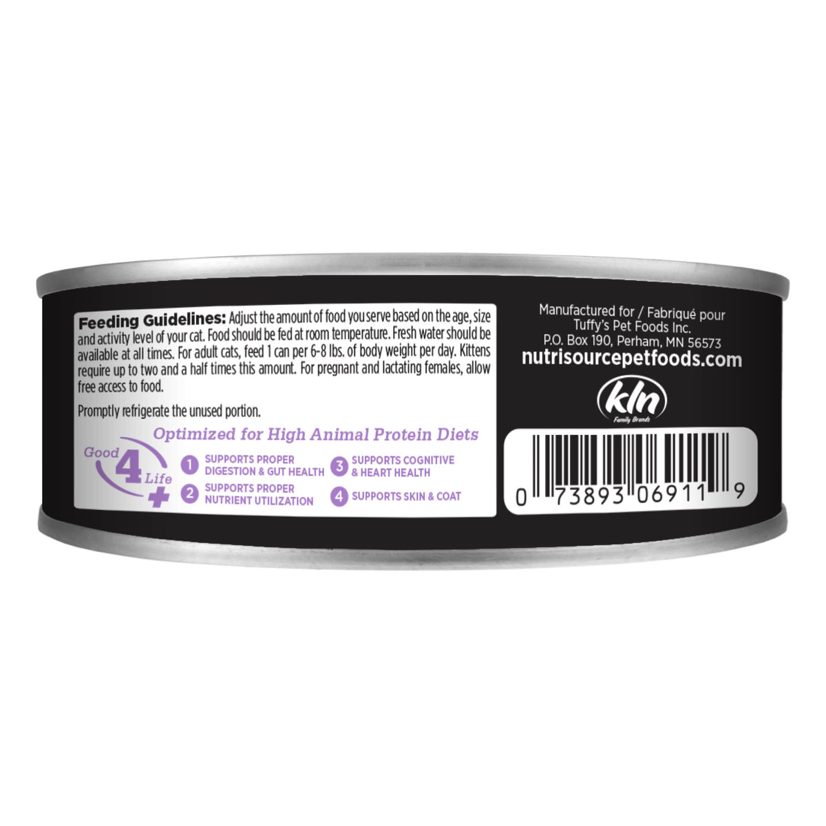 Pacific Shores with Chicken, Salmon & Herring back  of can with UPC