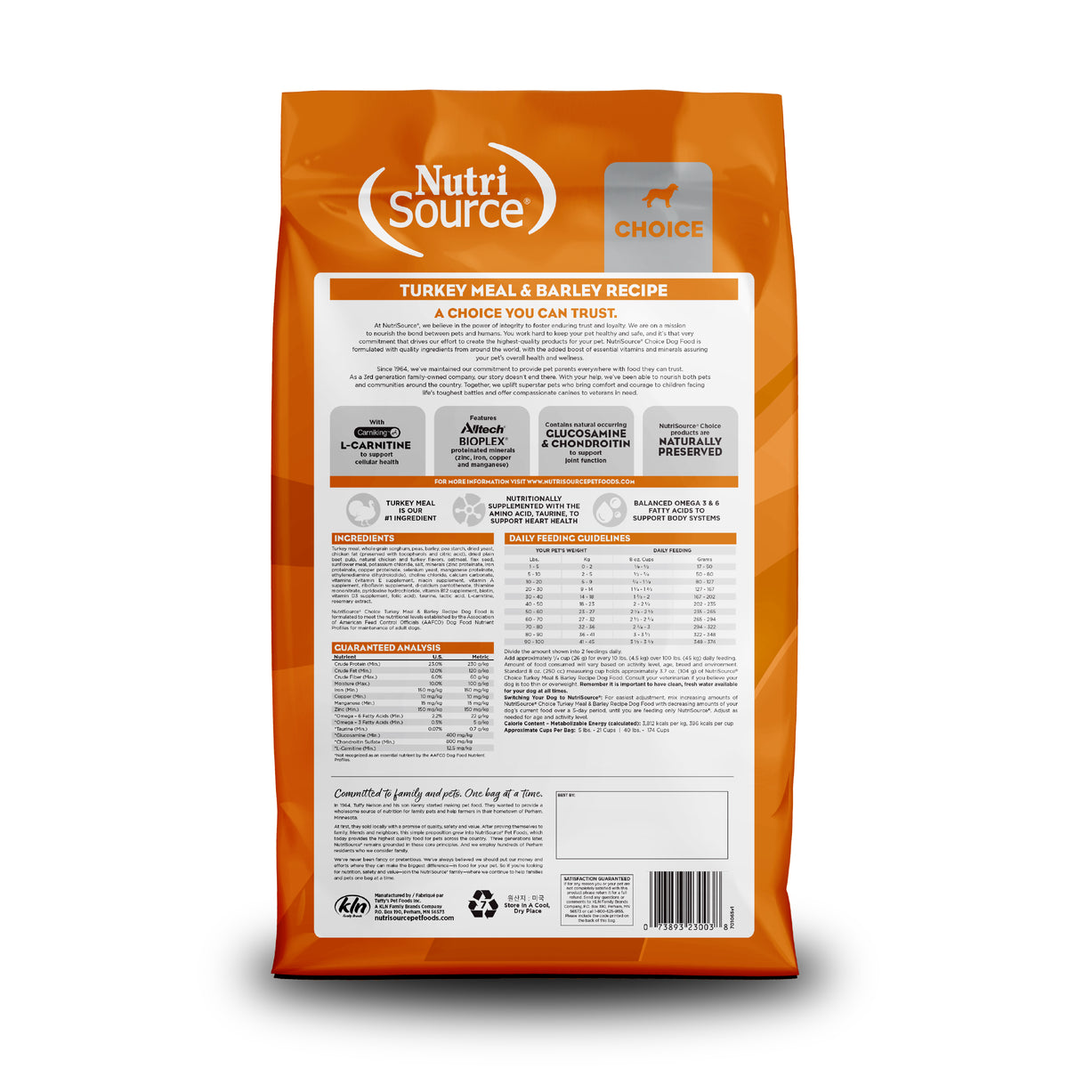 TURKEY MEAL & BARLEY RECIPE back of bag
