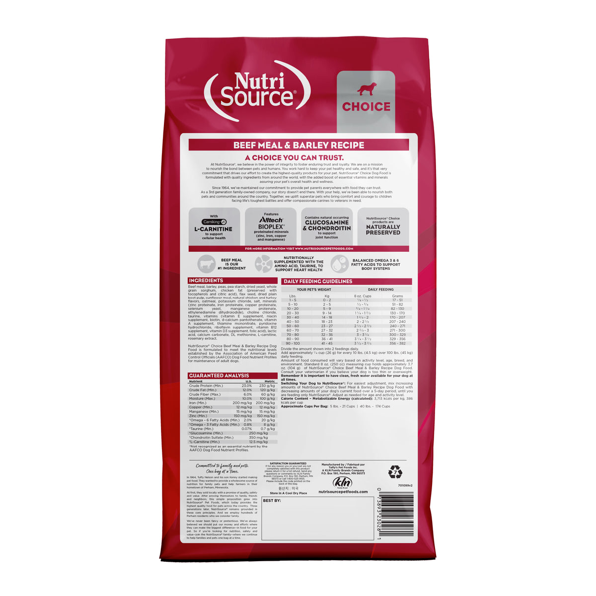 BEEF MEAL & BARLEY RECIPE back of bag
