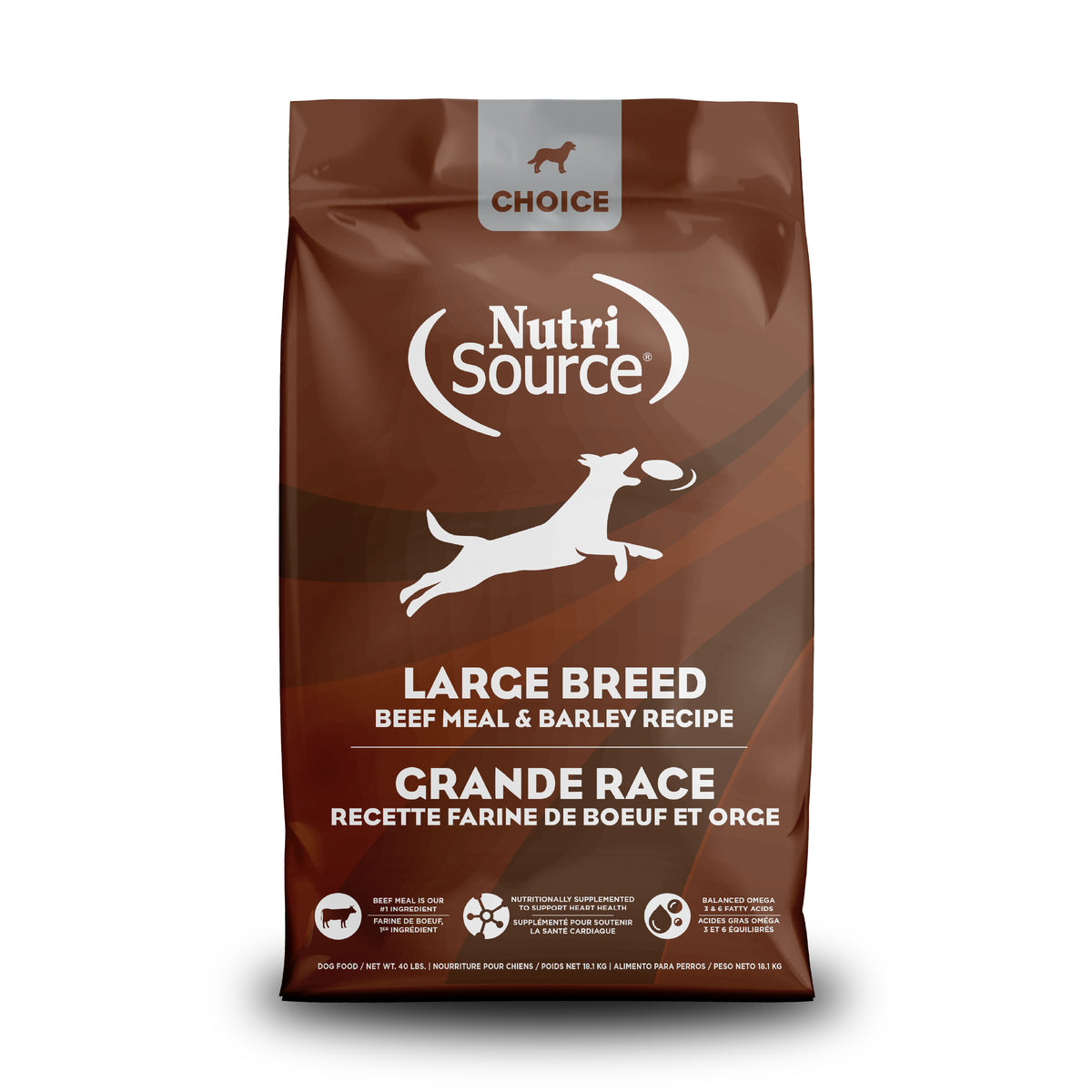 LARGE BREED BEEF MEAL & BARLEY RECIPE front of bag