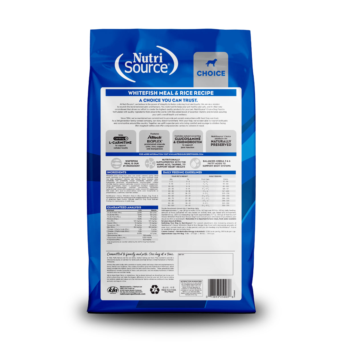 WHITEFISH MEAL
& RICE RECIPE back of bag