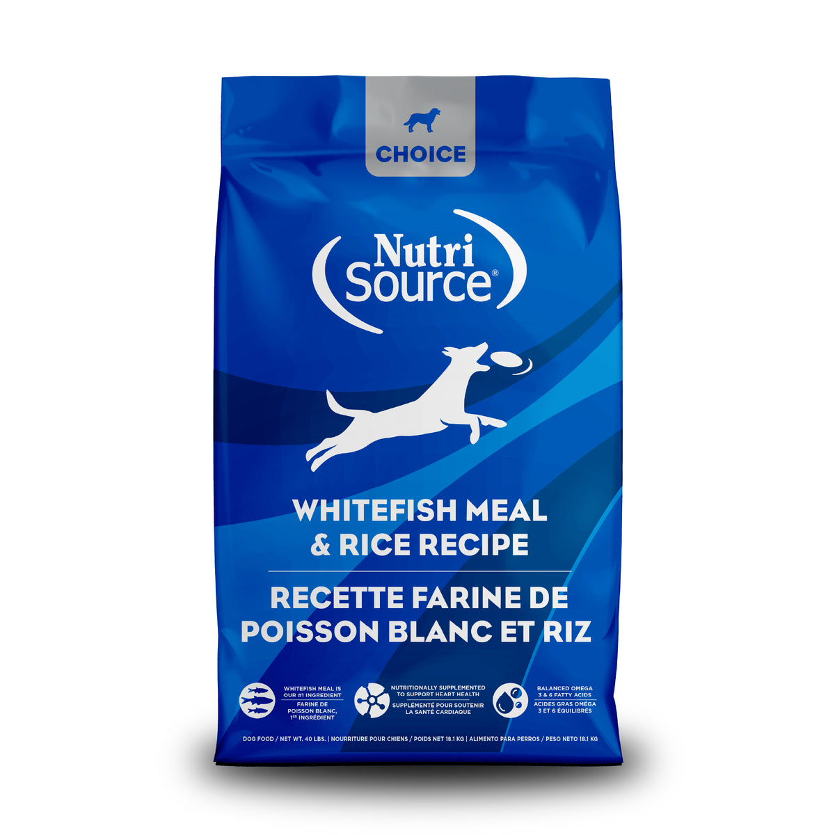 WHITEFISH MEAL
& RICE RECIPE front of bag