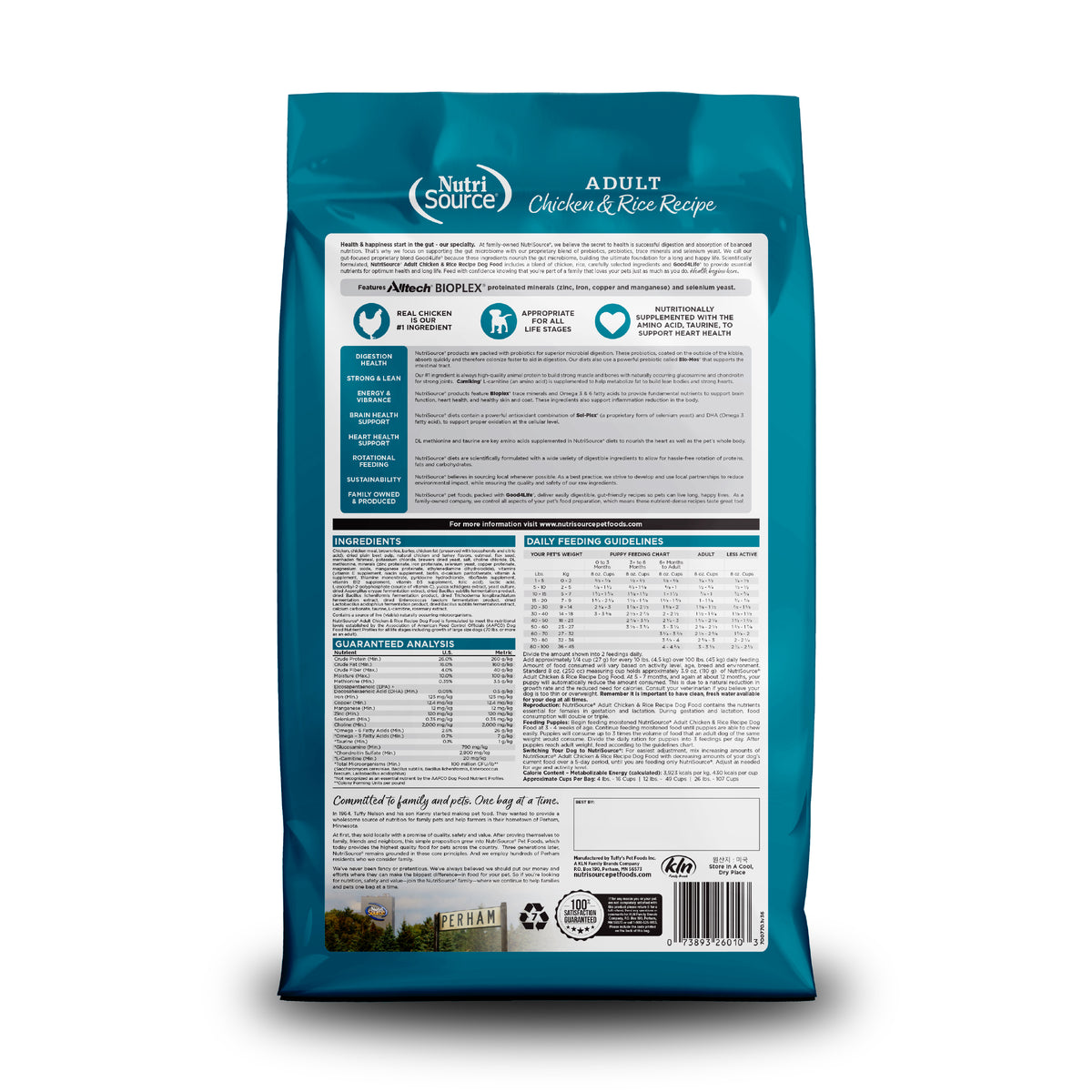 ADULT Chicken & Rice Recipe Back of bag