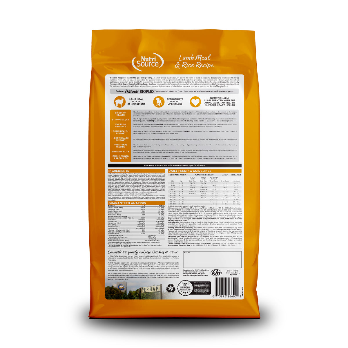 Lamb Meal
& Rice Recipe Back of bag