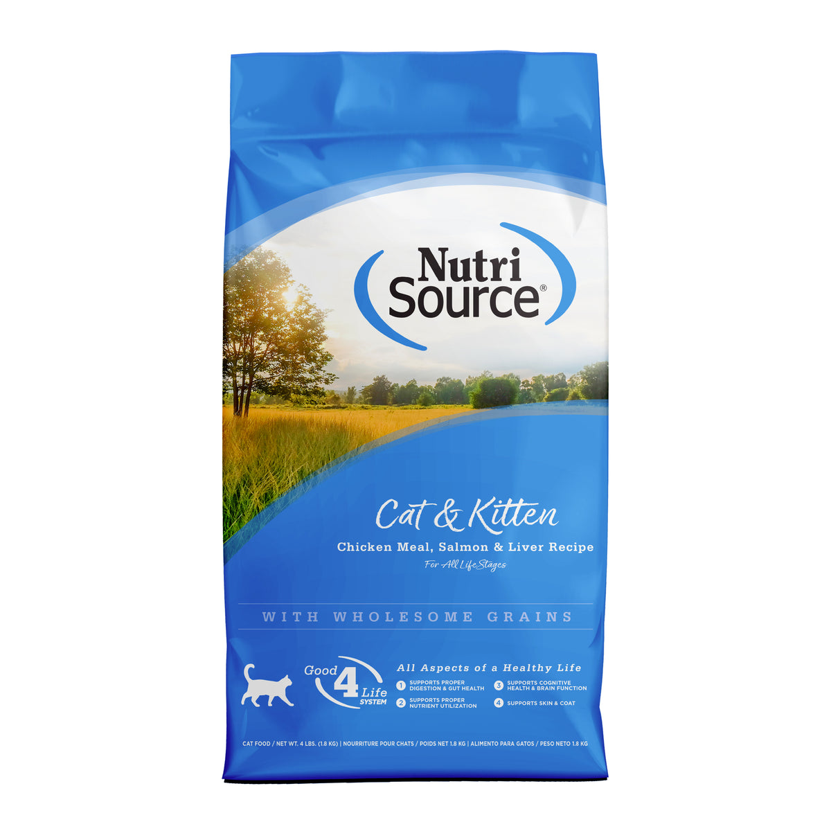 Cat & Kitten Chicken Meal, Salmon & Liver Recipe - Front of bag