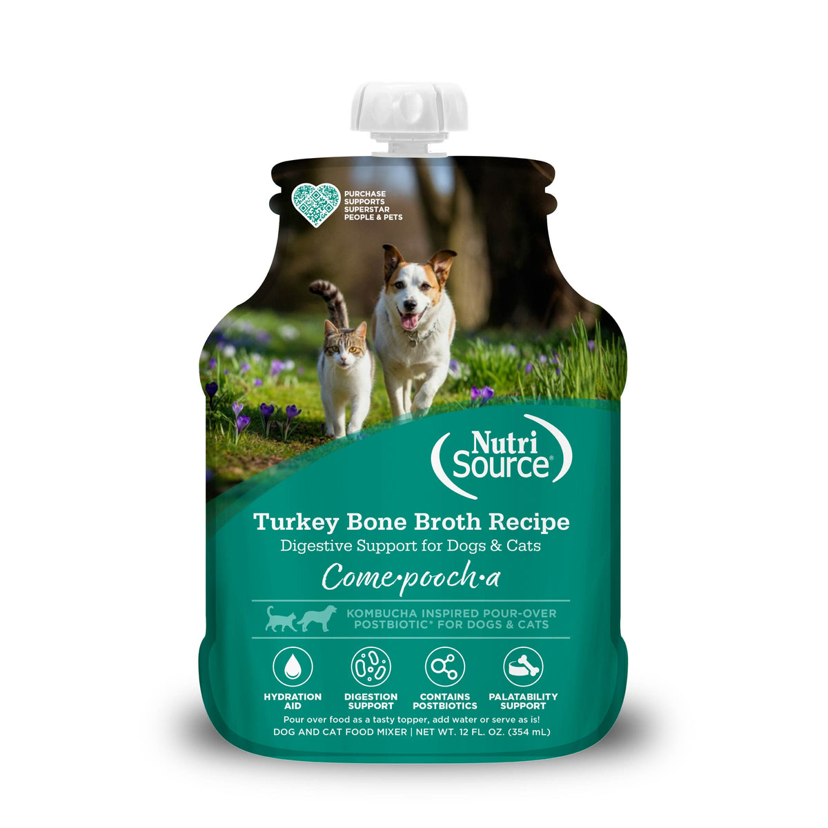 Turkey Bone Broth Recipe
Digestive Support for Dogs & Cats front of pouch