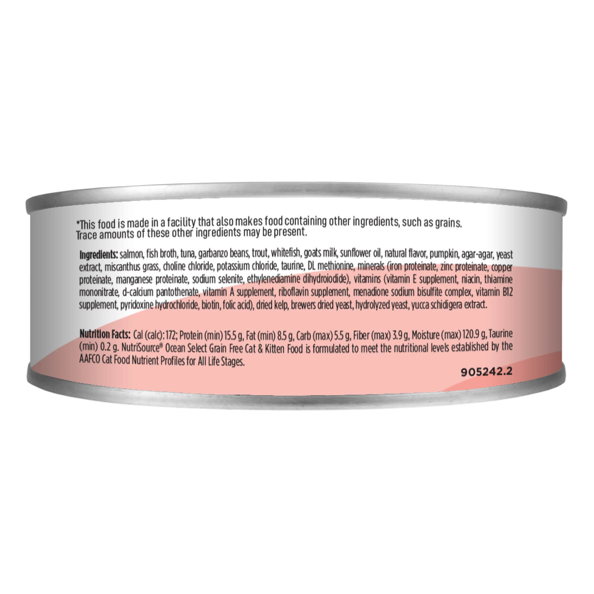 Cat & Kitten WITH SALMON, TROUT & WHITEFISH OCEAN SELECT
WITH GOAT'S MILK FROM NEW ZEALAND back of can
