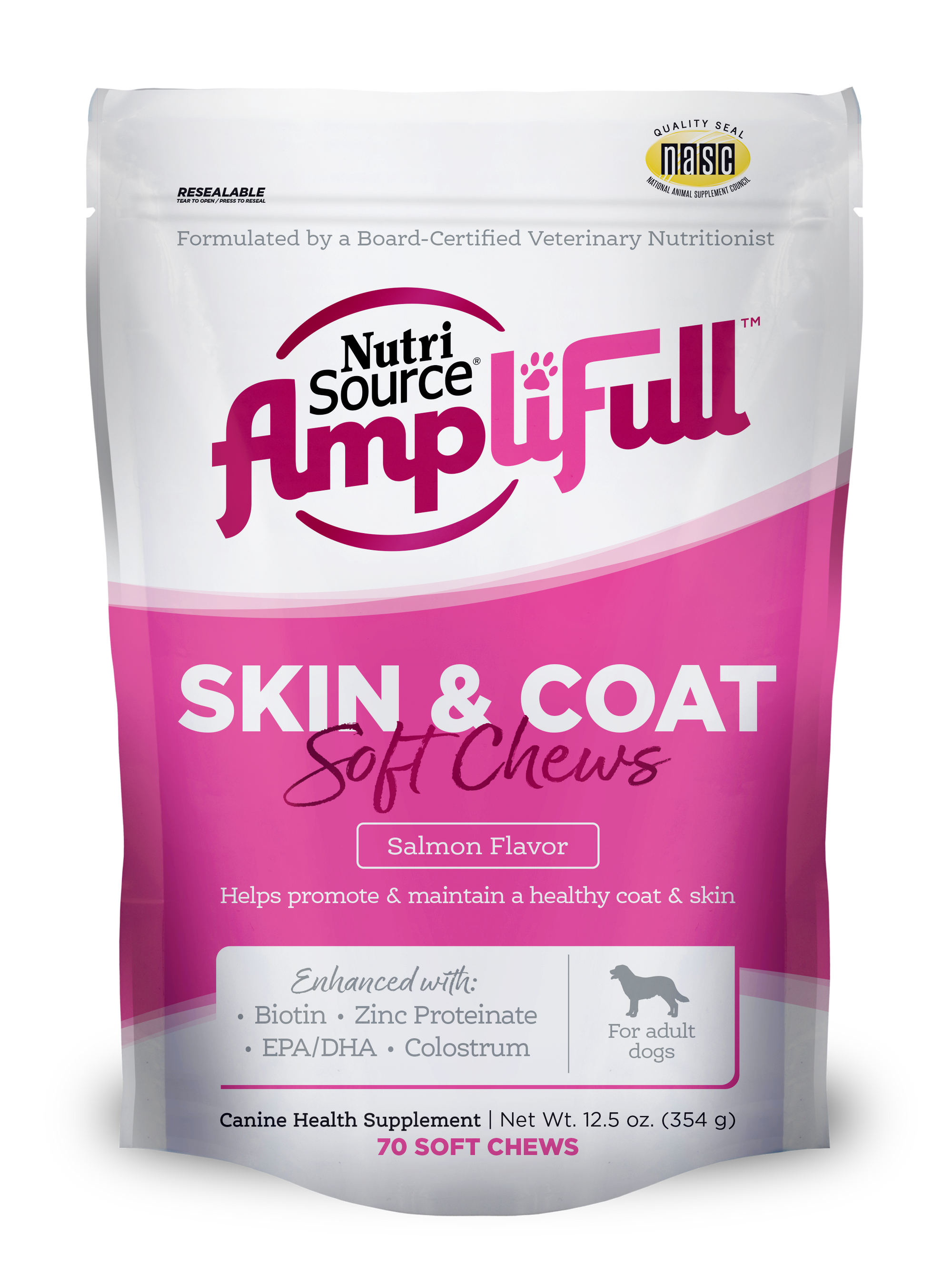 NutriSource AmpliFull Skin & Coat Soft Chews - Bag Front