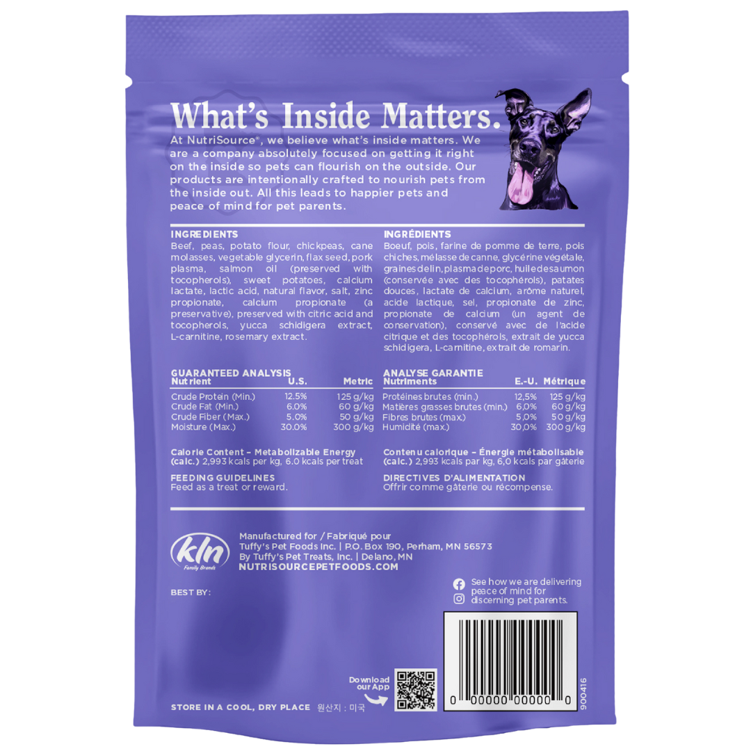 NutriSource Grain Free Beef Big Bites - bag back