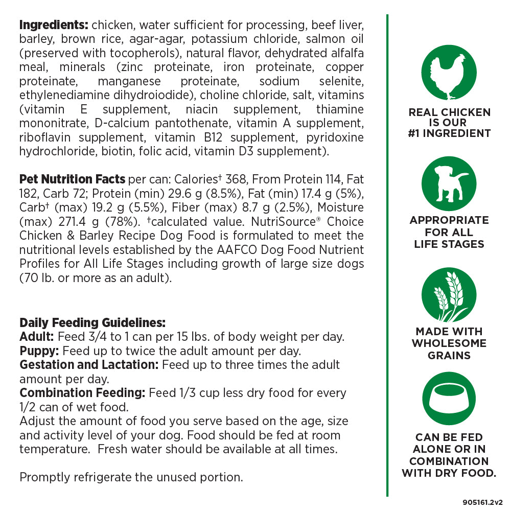 Formule pour chiens au poulet et à l'orge