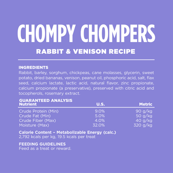 BUY Rabbit & Venison Chompy Chompers Dog Treats | NutriSource ...