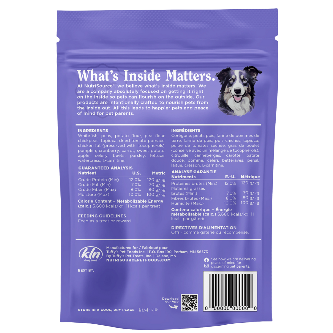 NutriSource Whitefish Crunchy Crunchers - bag back