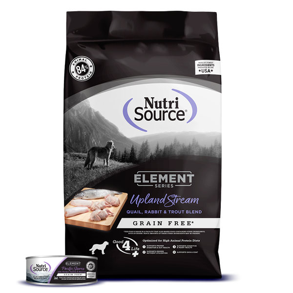 Bag and can of NutriSource® Element Series dog food