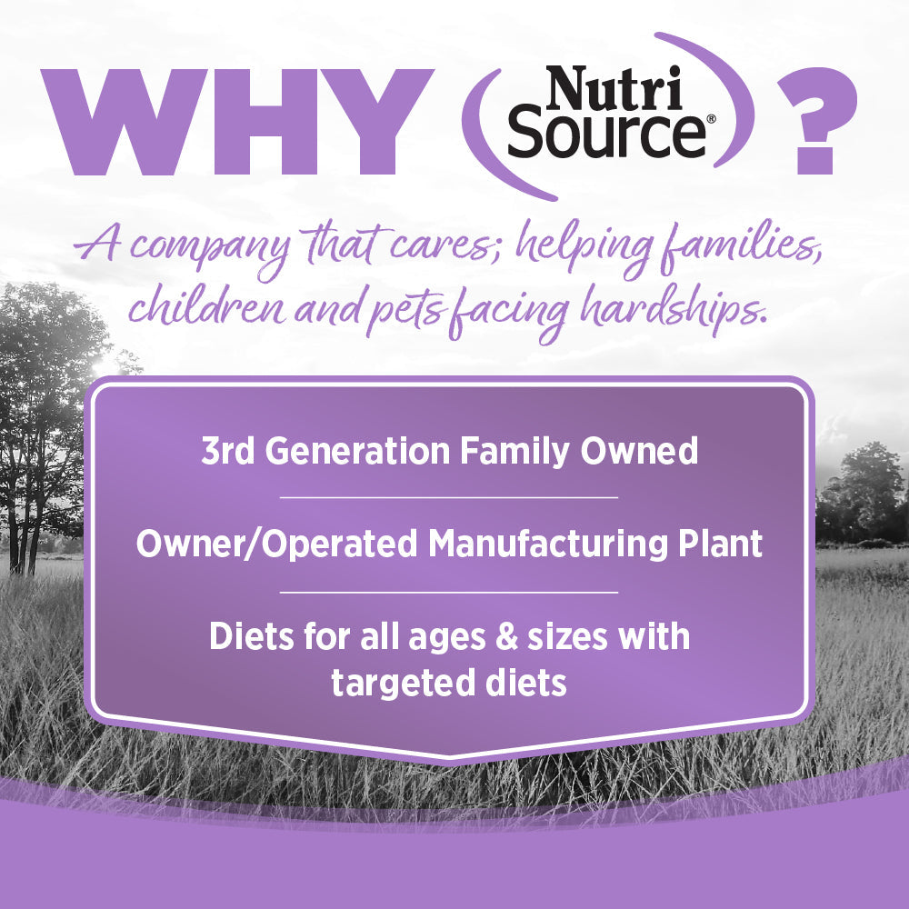 WHY NutriSource? - A company that cares; helping families, children and pets facing hardships.