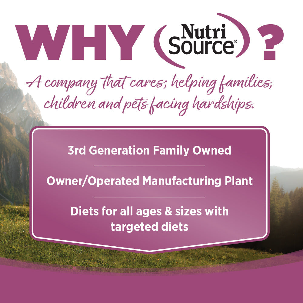 WHY NutriSource? - A company that cares; helping families, children and pets facing hardships.