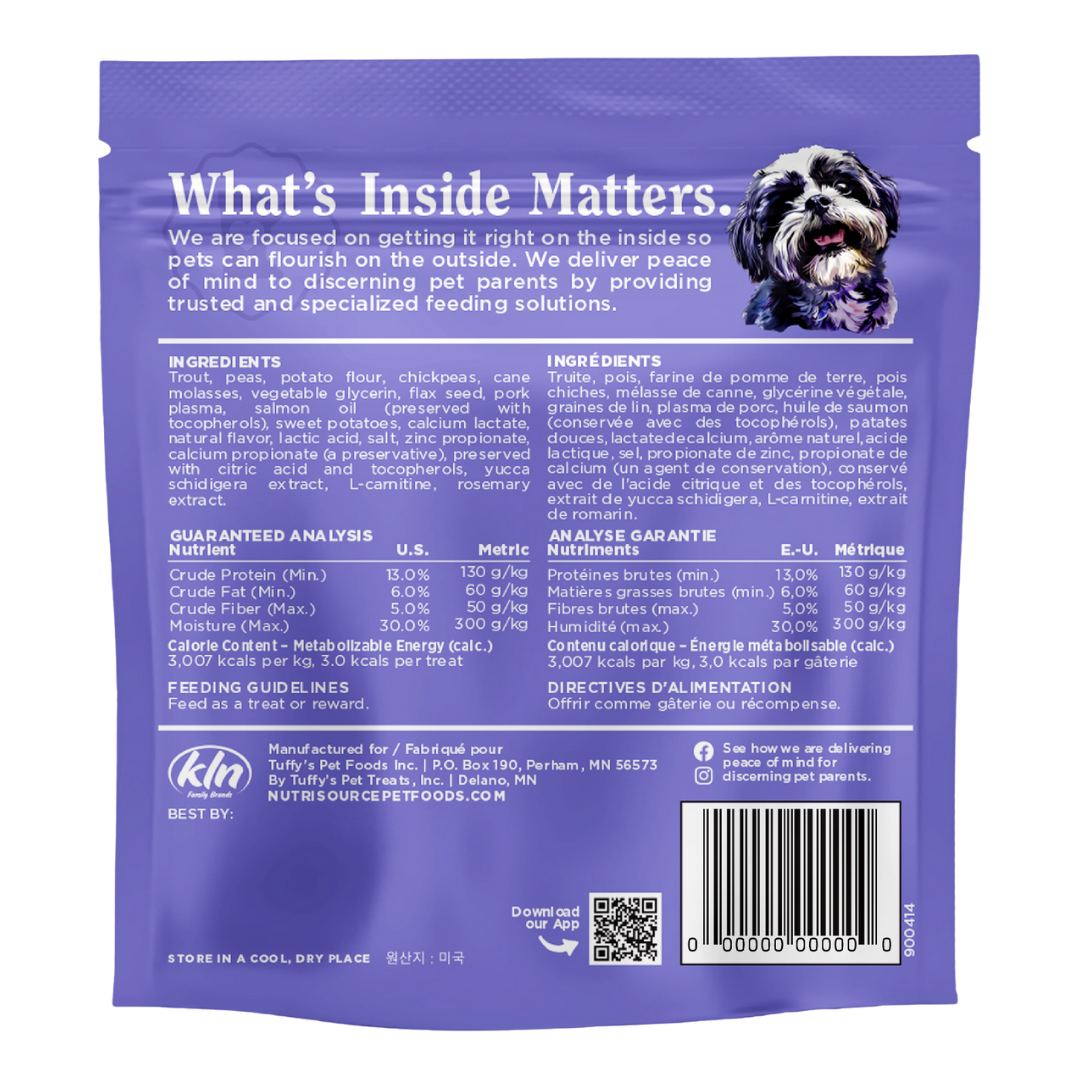 NutriSource Grain Free Trout Little Bites - bag back