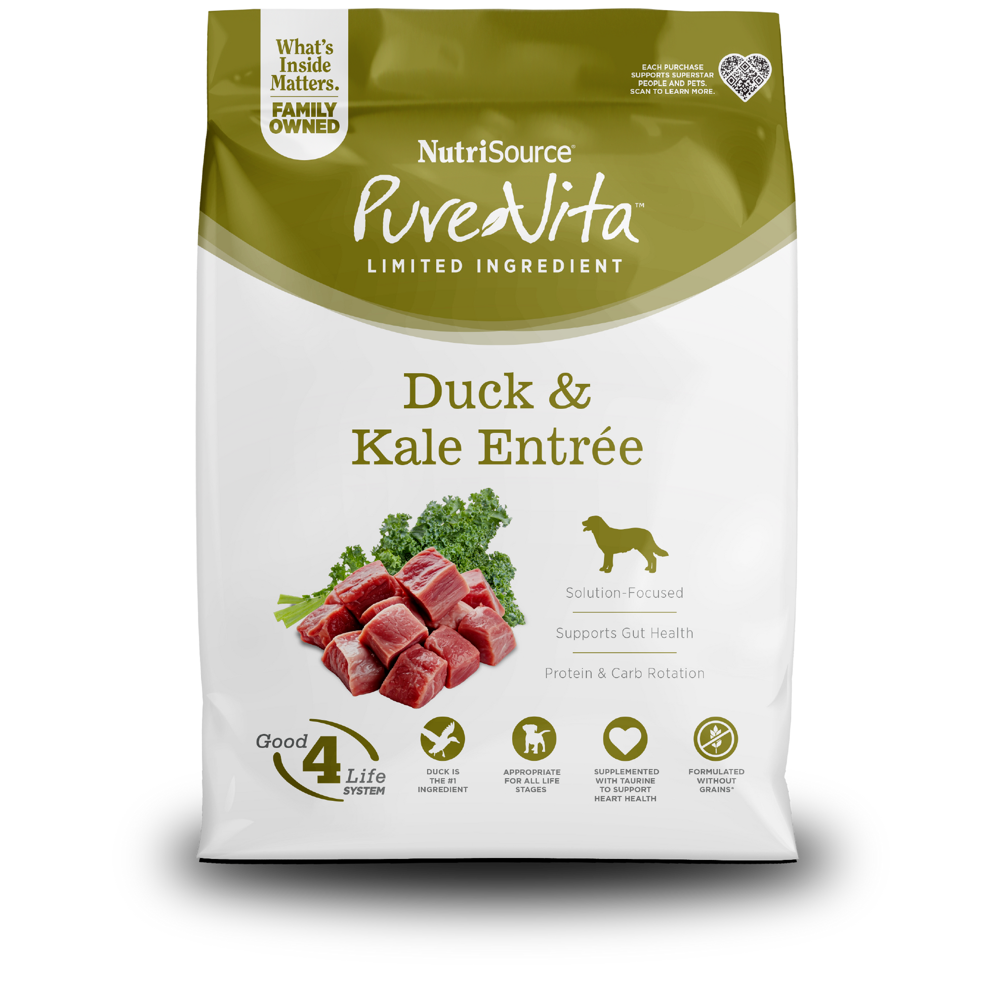 NutriSource PureVita Duck & Kale Entree - bag front