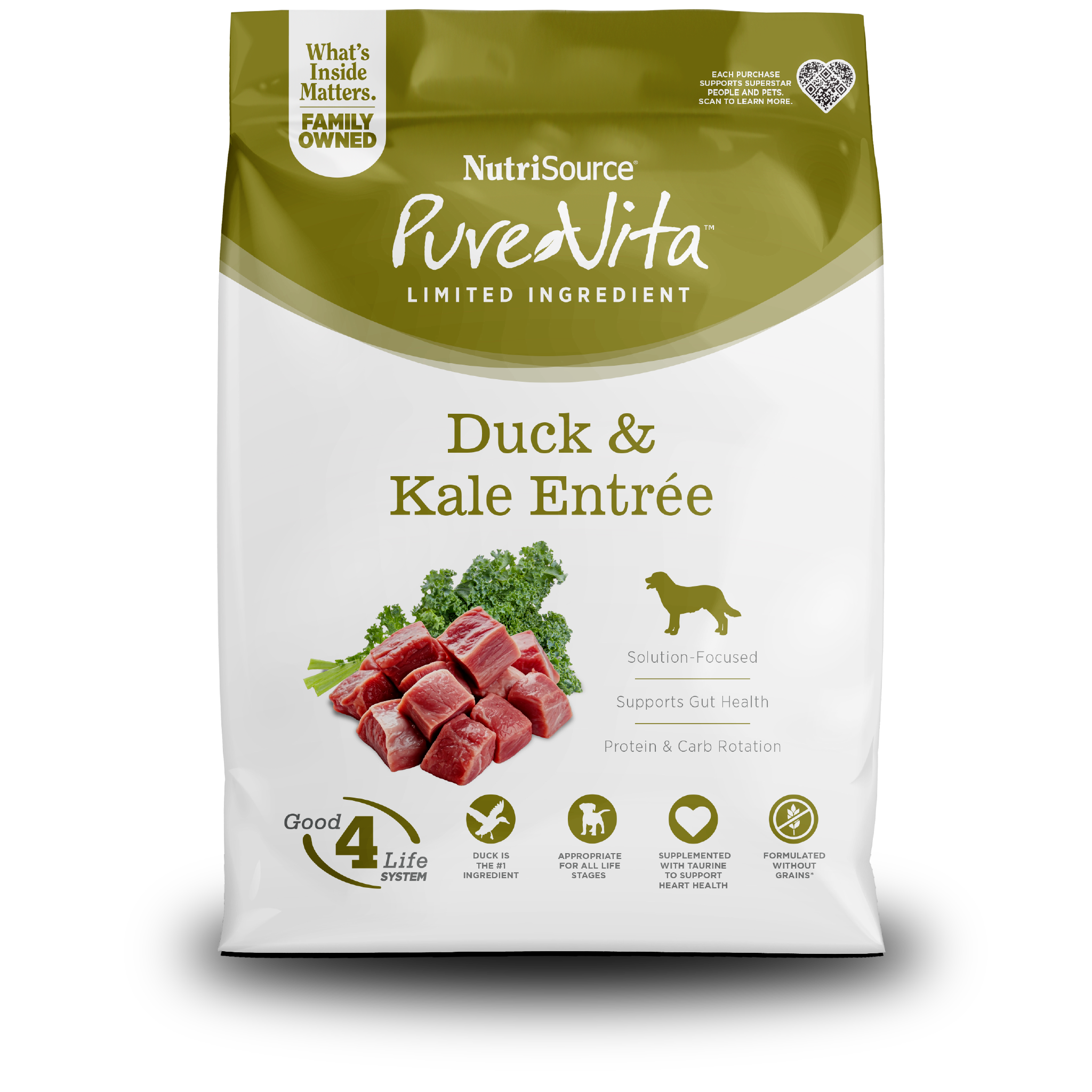 NutriSource PureVita Duck & Kale Entree - bag front