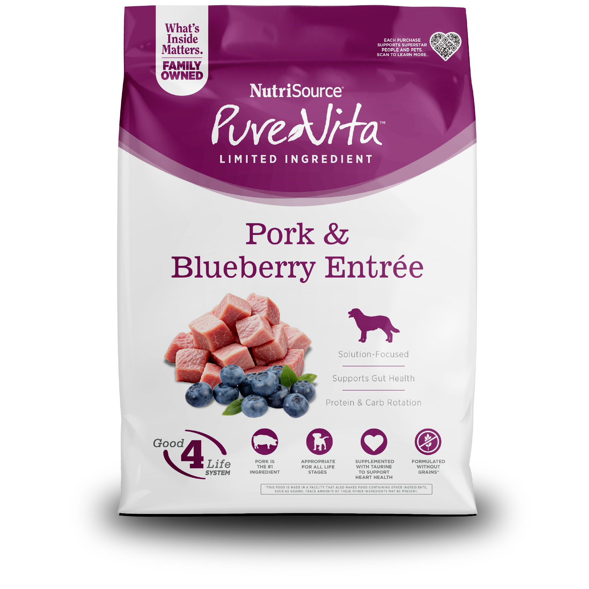 PureVita Pork & Blueberry Entrée - bag front
