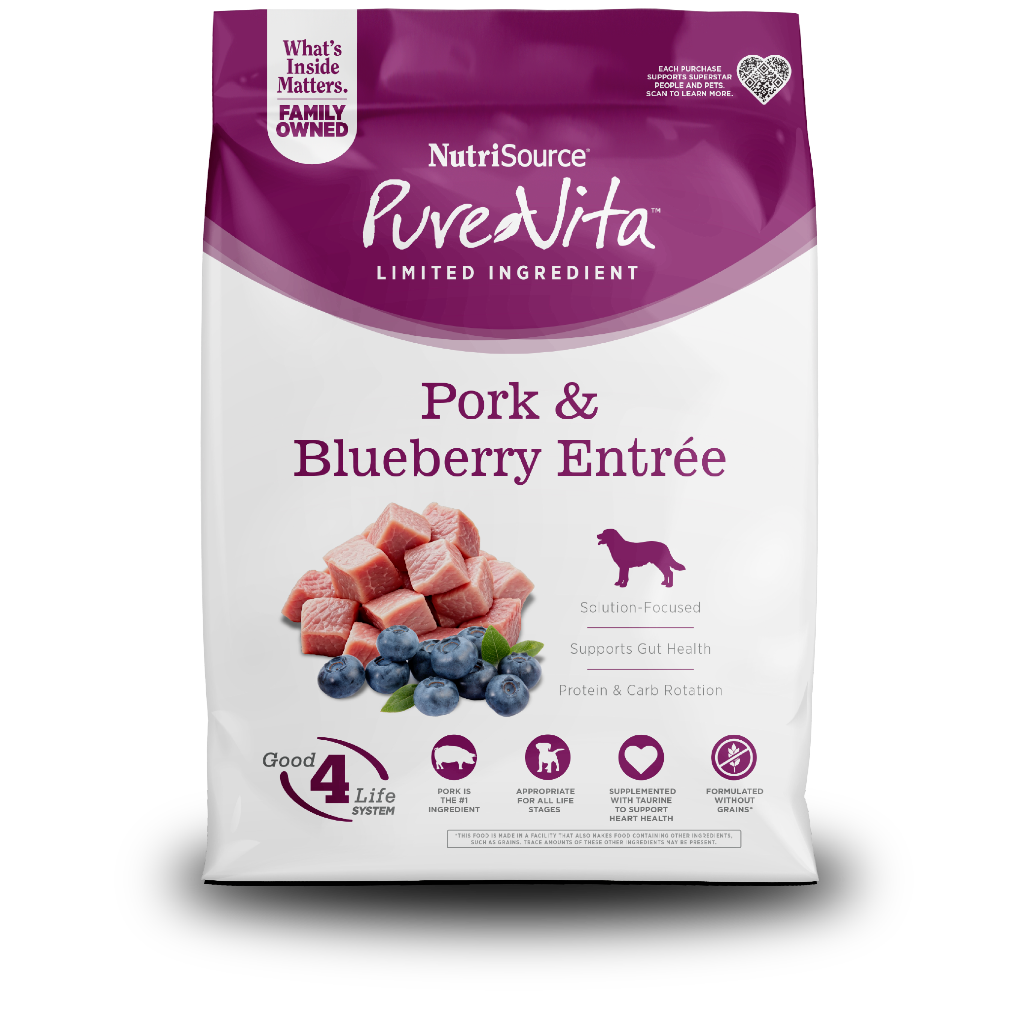 PureVita Pork & Blueberry Entrée - bag front