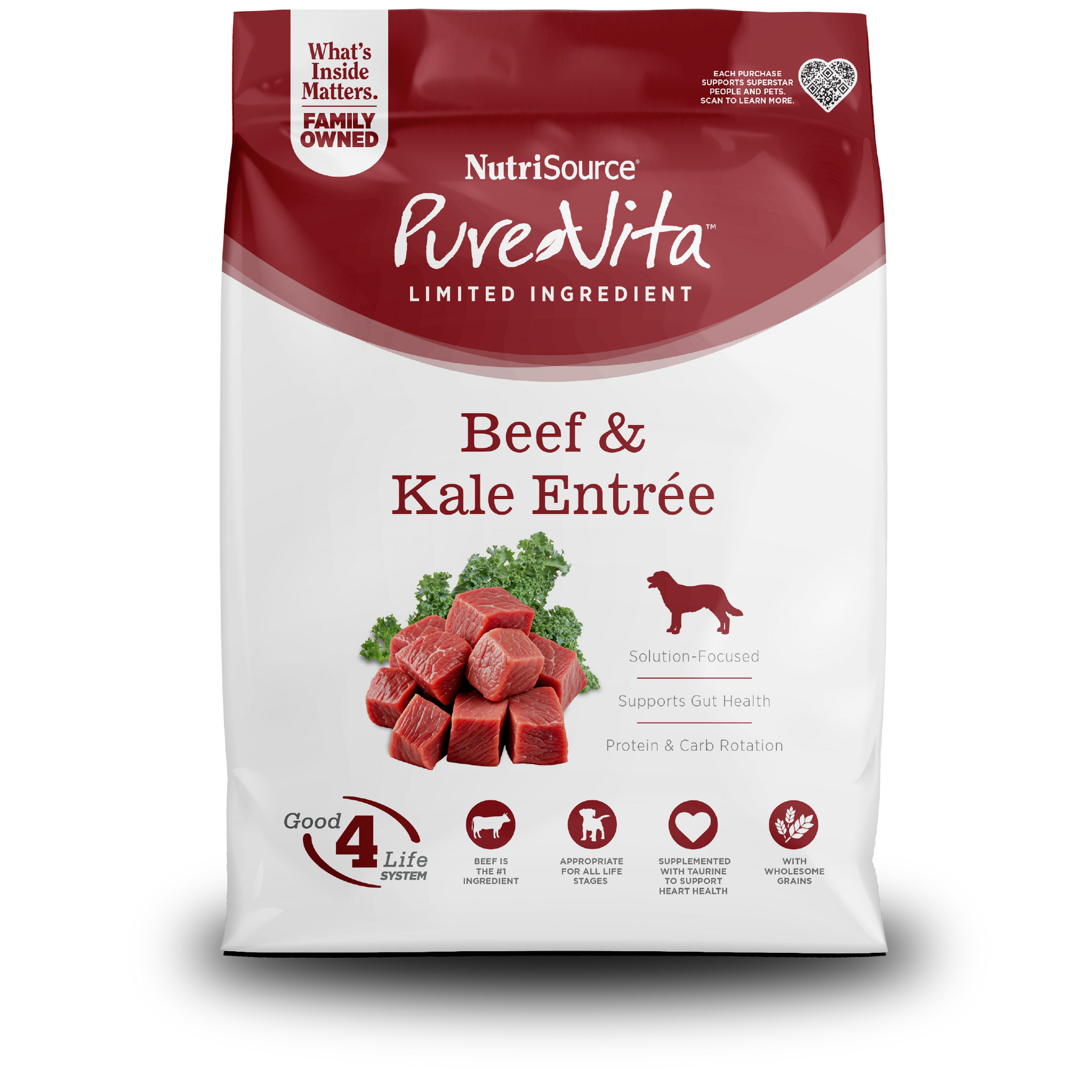 NutriSource PureVita Beef & Kale Entree - bag front