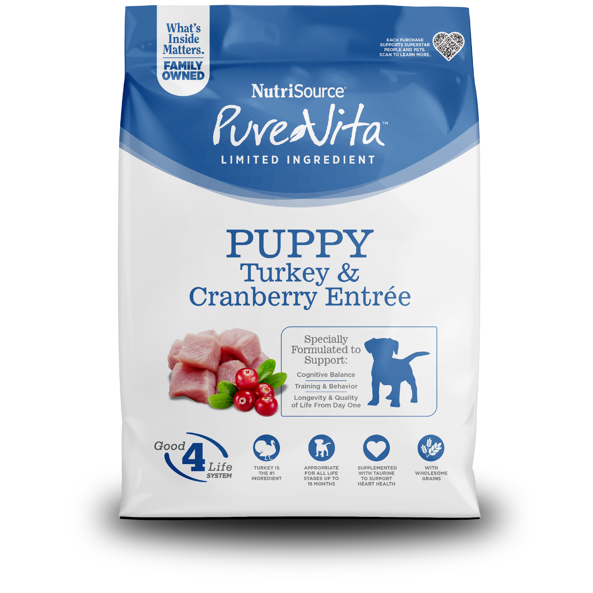 PureVita Puppy Turkey & Cranberry Entrée - bag front