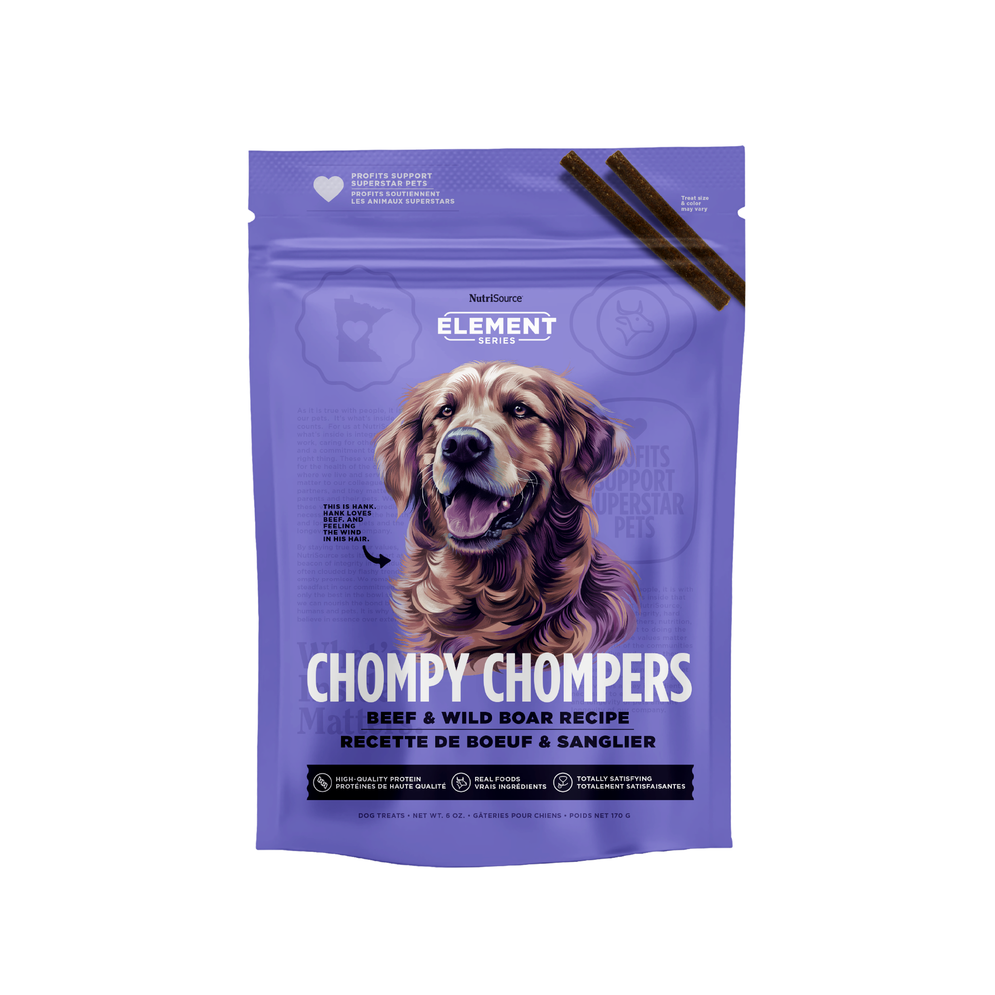 Element Series Beef & Wild Boar Chompy Chompers - bag front