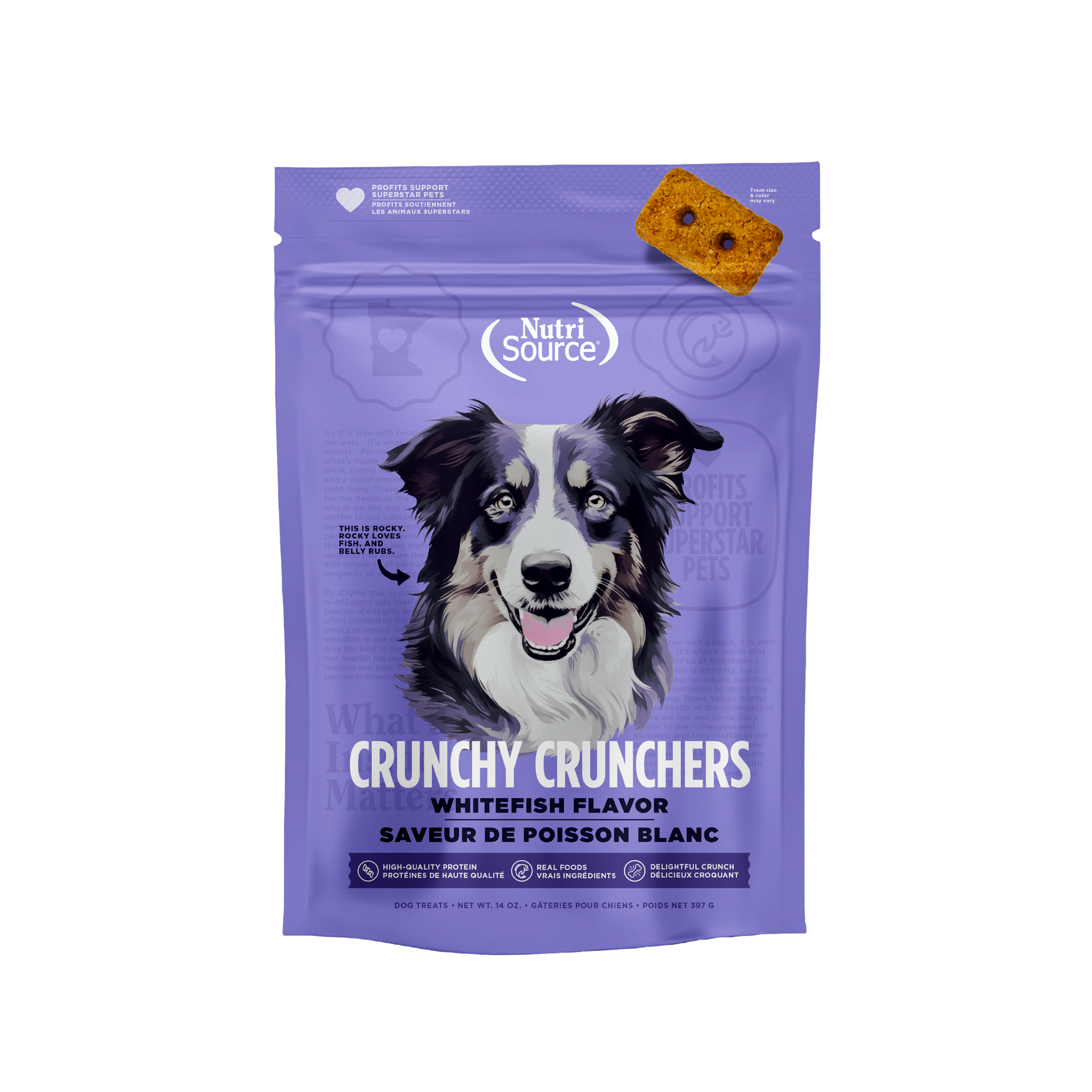 NutriSource Whitefish Crunchy Crunchers - bag front