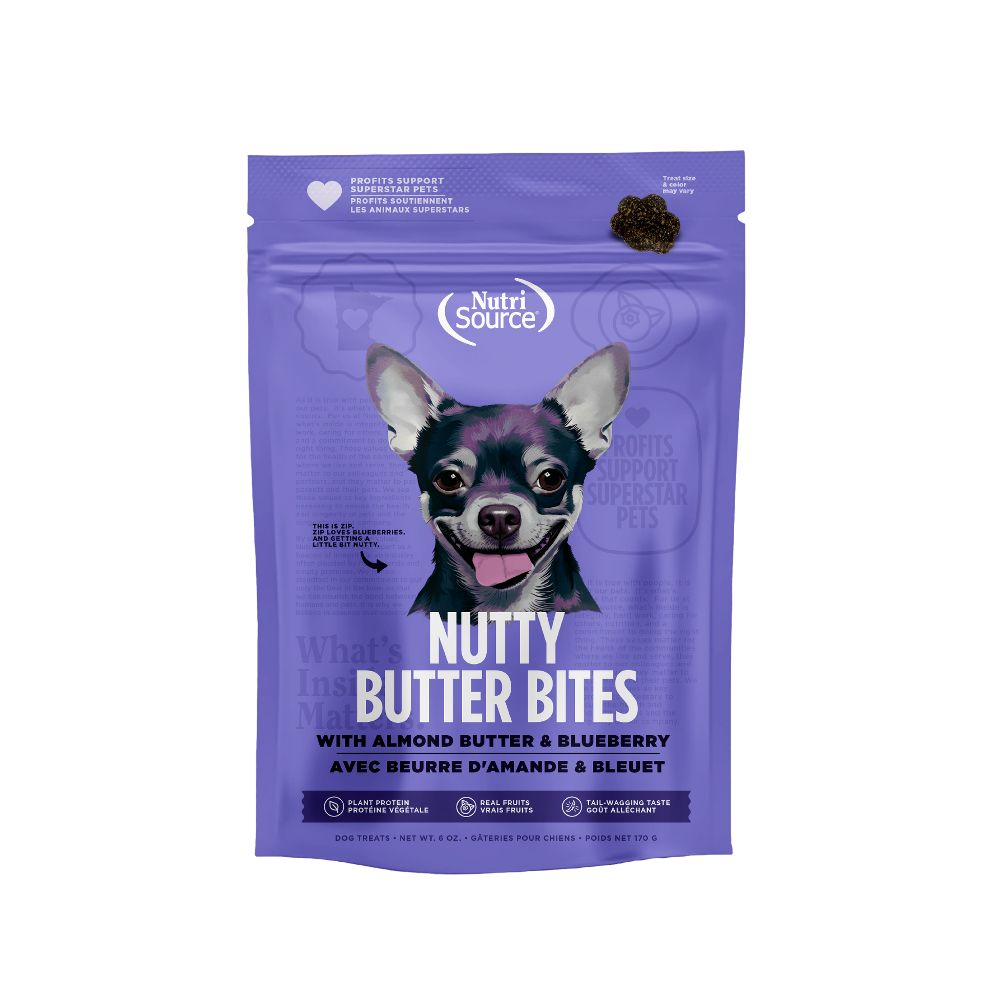 NutriSource Almond Butter & Blueberry Nutty Butter Bites - bag front