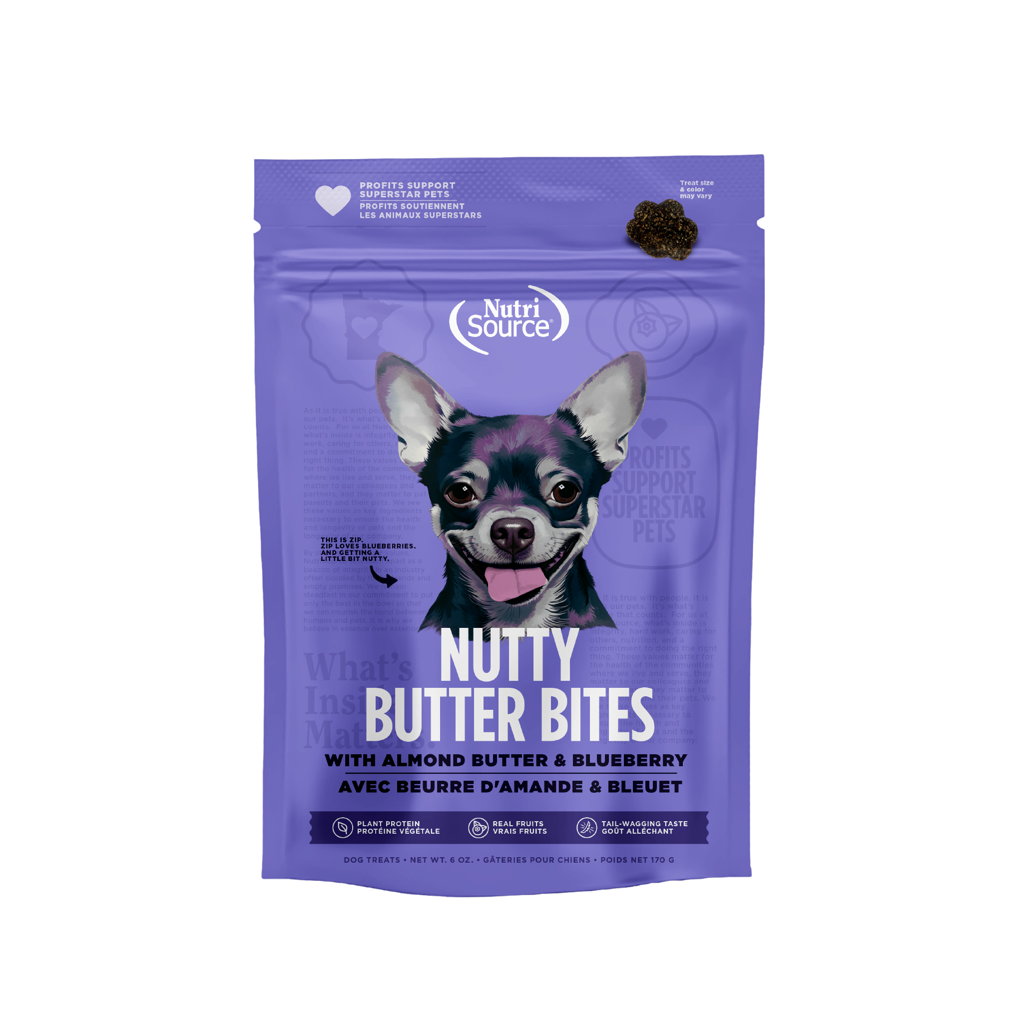 NutriSource Almond Butter & Blueberry Nutty Butter Bites - bag front