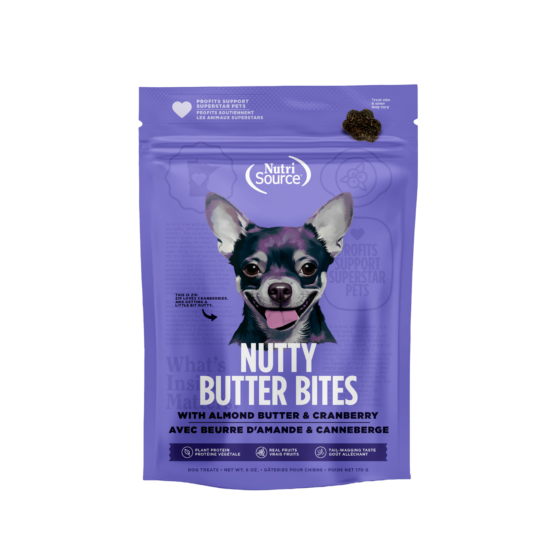 NutriSource Almond Butter & Cranberry Nutty Butter Bites - bag front