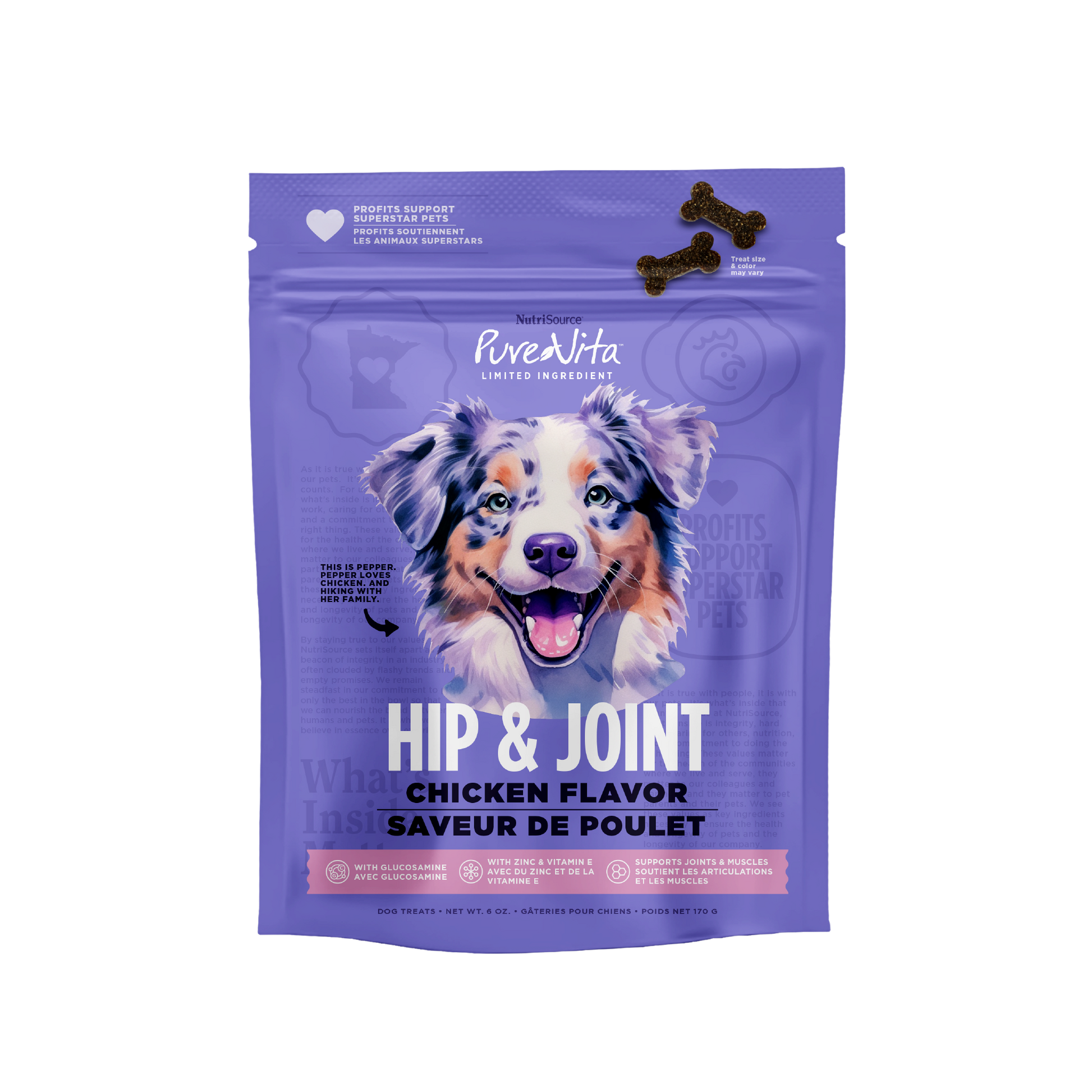 PureVita Hip & Joint Dog Treats - bag front