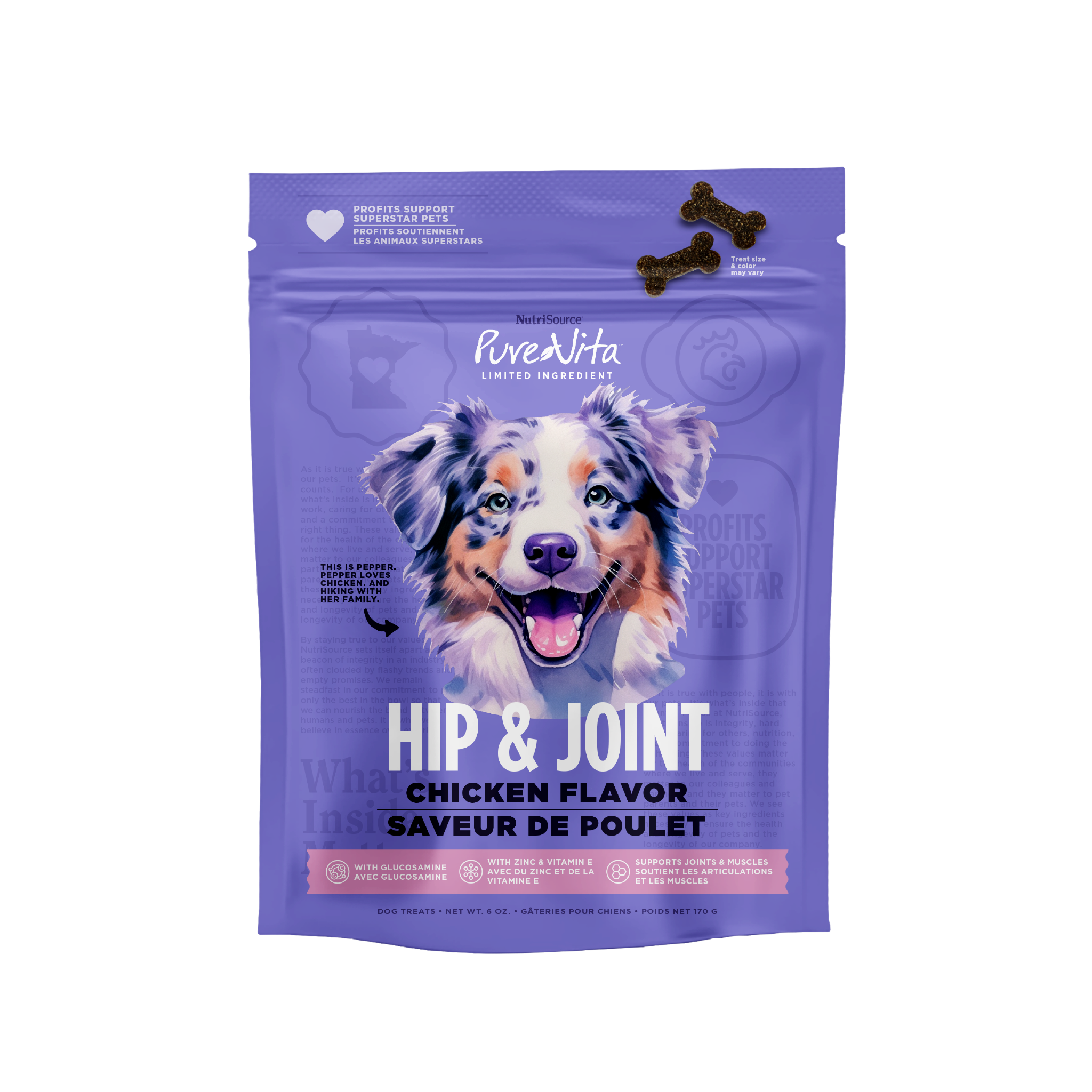 PureVita Hip & Joint Dog Treats - bag front