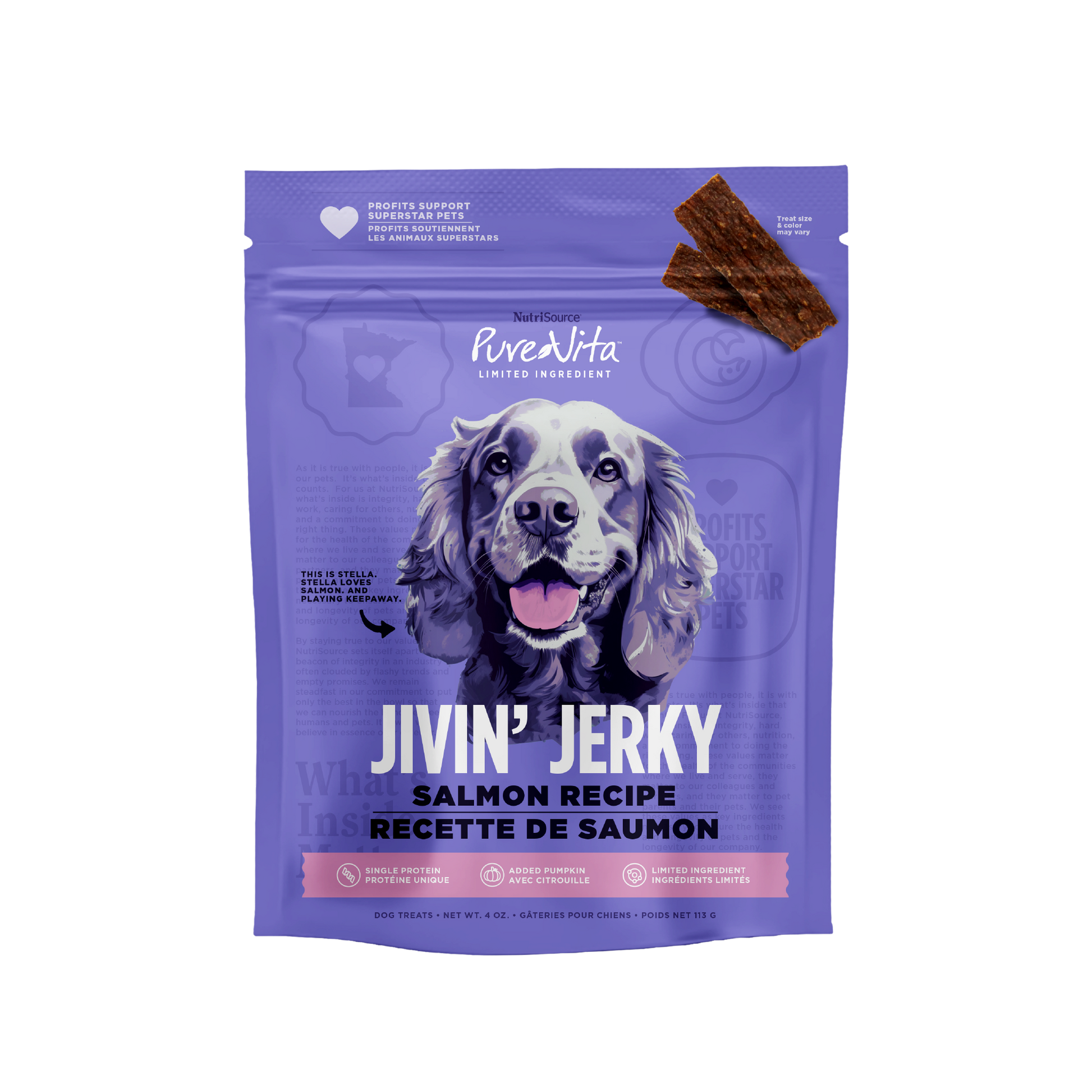 PureVita Salmon Jivin' Jerky - bag front