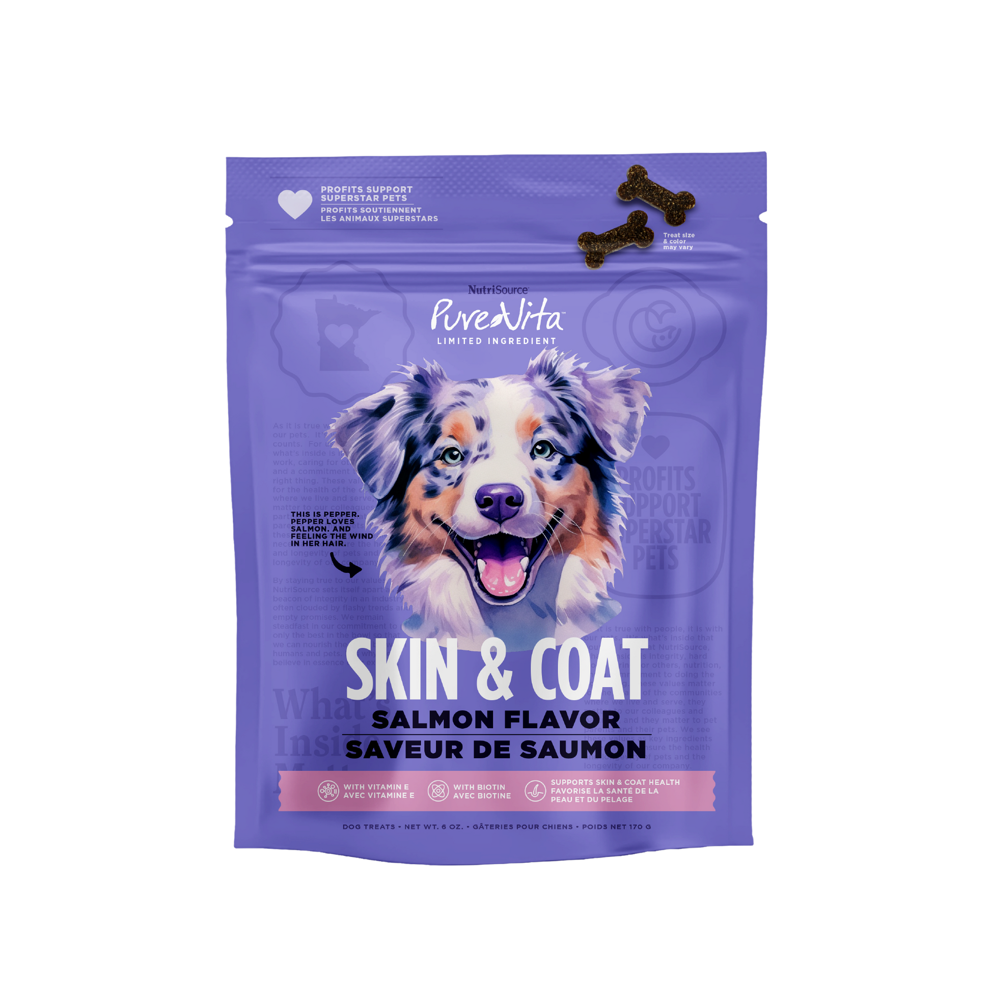 PureVita Skin & Coat Dog Treats - bag front