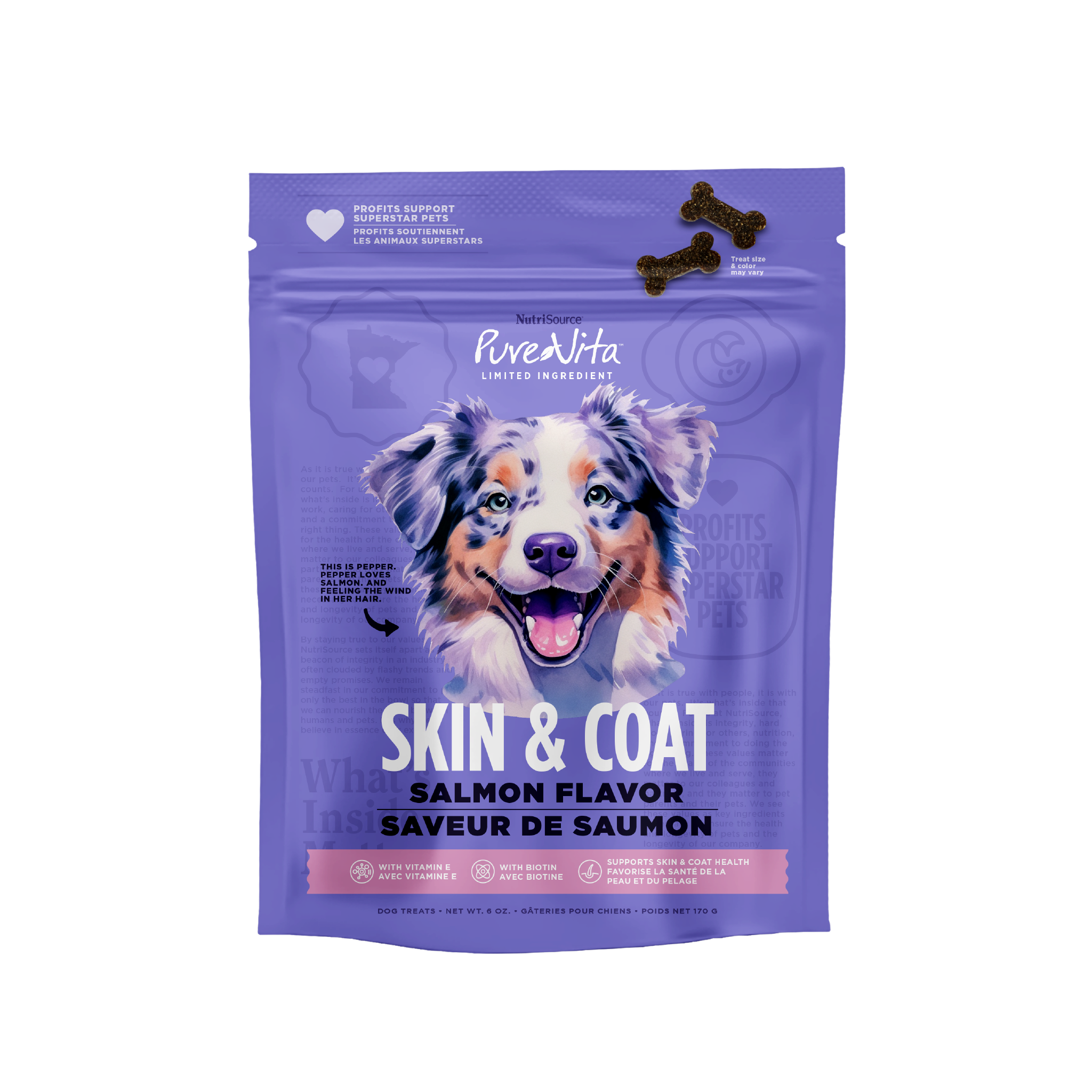 PureVita Skin & Coat Dog Treats - bag front