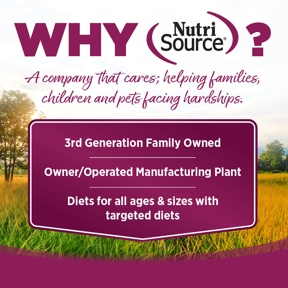 WHY NutriSource? - A company that cares; helping families, children and pets facing hardships.