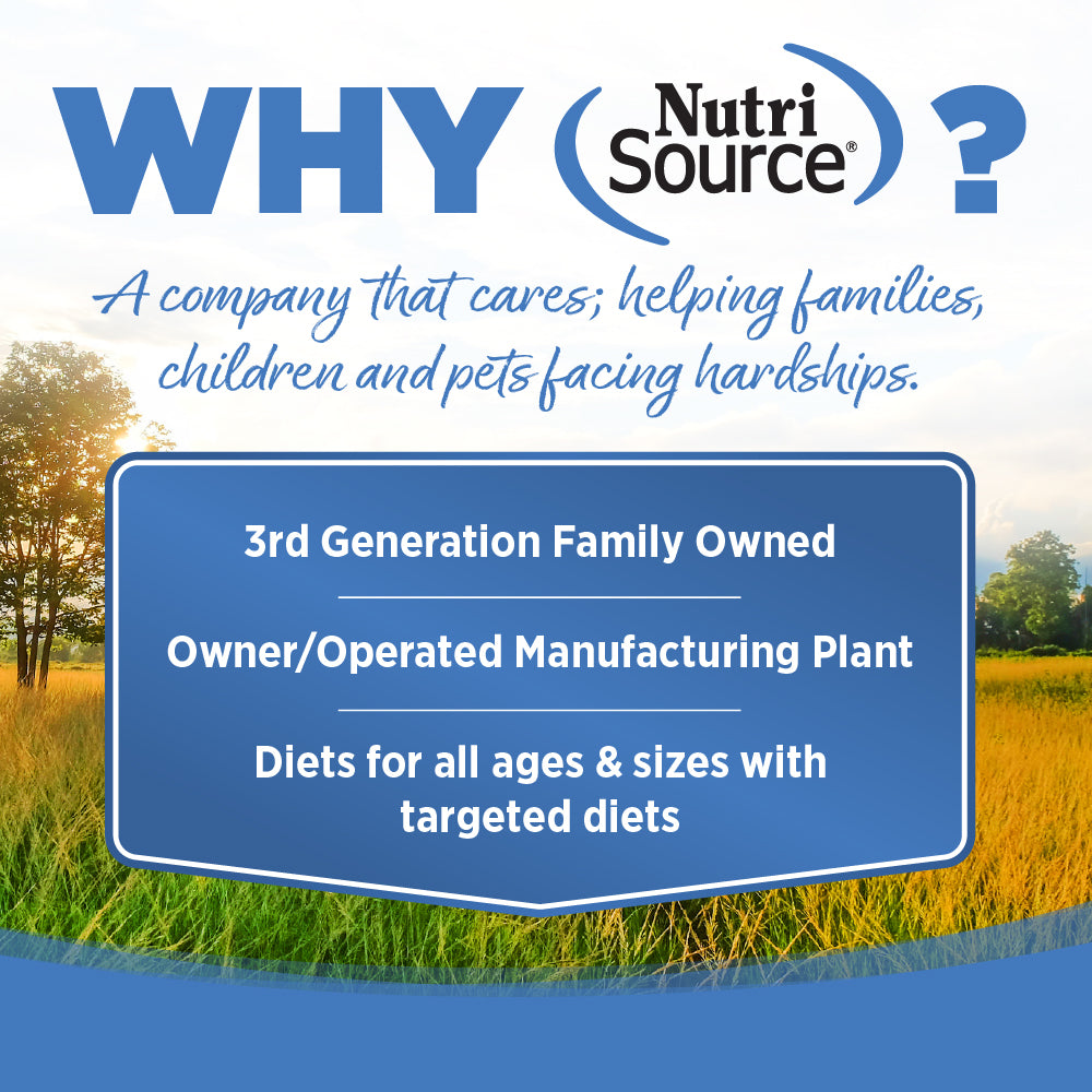 WHY NutriSource? - A company that cares; helping families, children and pets facing hardships.