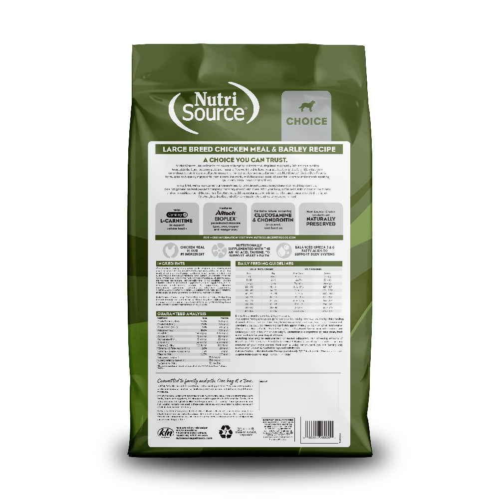 Choice Large Breed Chicken Meal & Barley Recipe - bag back