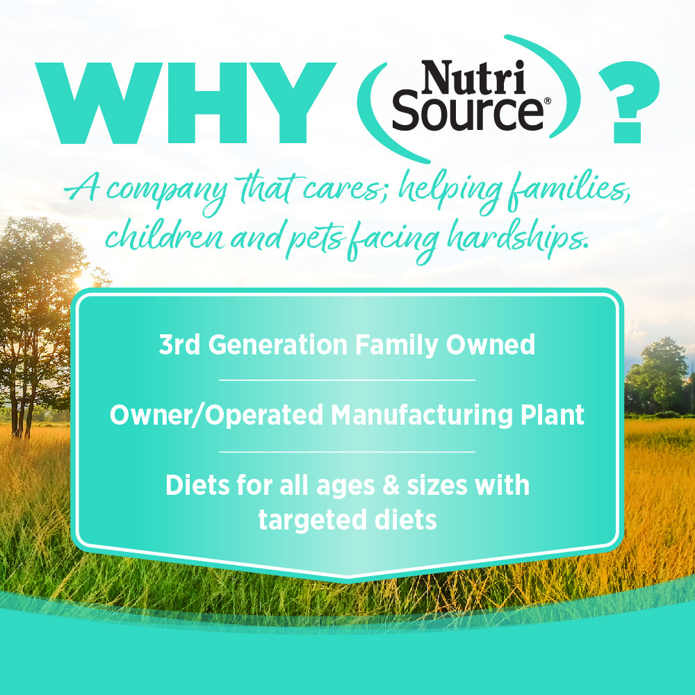 WHY NutriSource? - A company that cares; helping families, children and pets facing hardships.