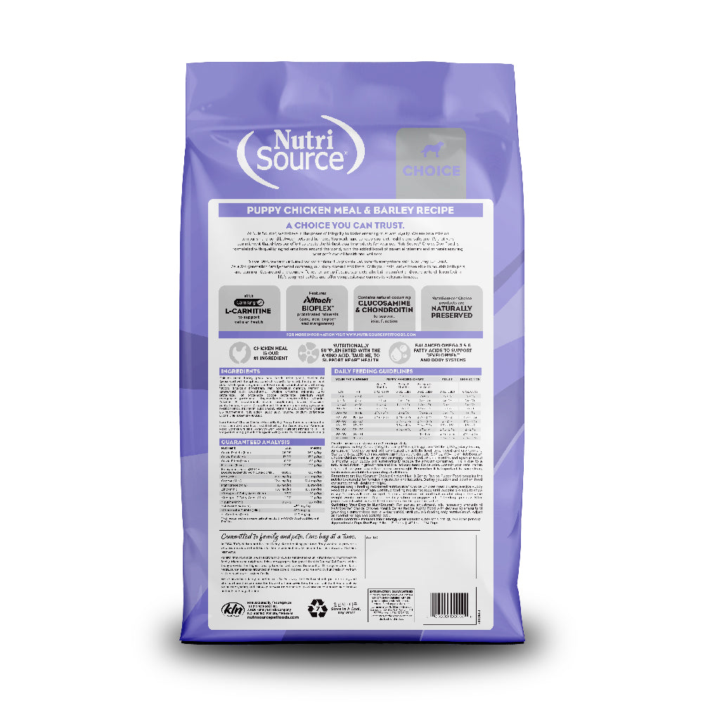 Choice Puppy Chicken Meal & Barley Recipe - bag back